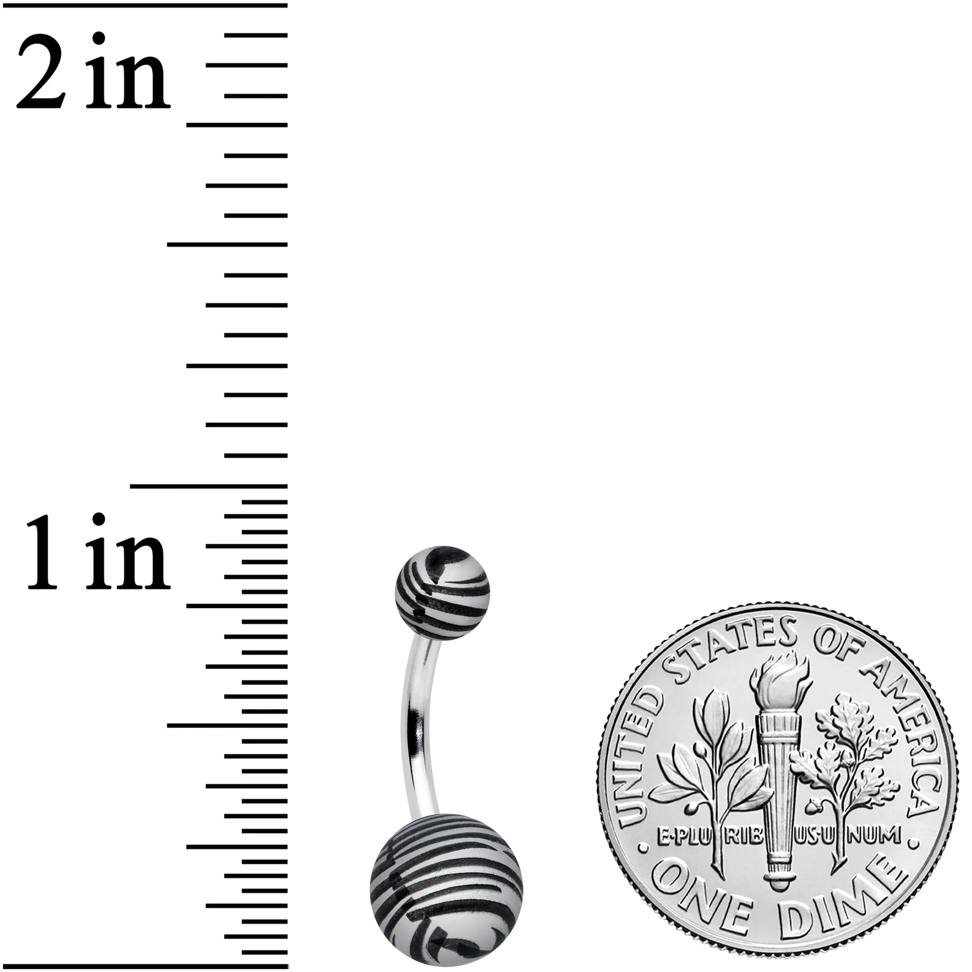 Matte Grey Zebra Stripe Belly Ring - Image 2