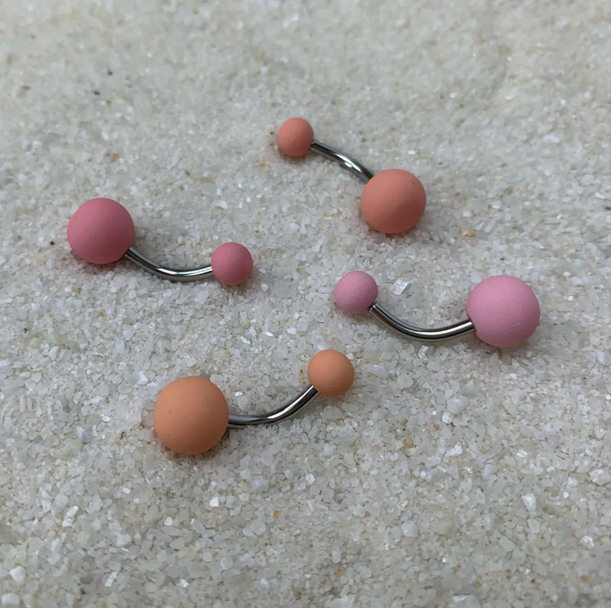 Matte Peaches and Cream Belly Ring Set of 4 - Image 3
