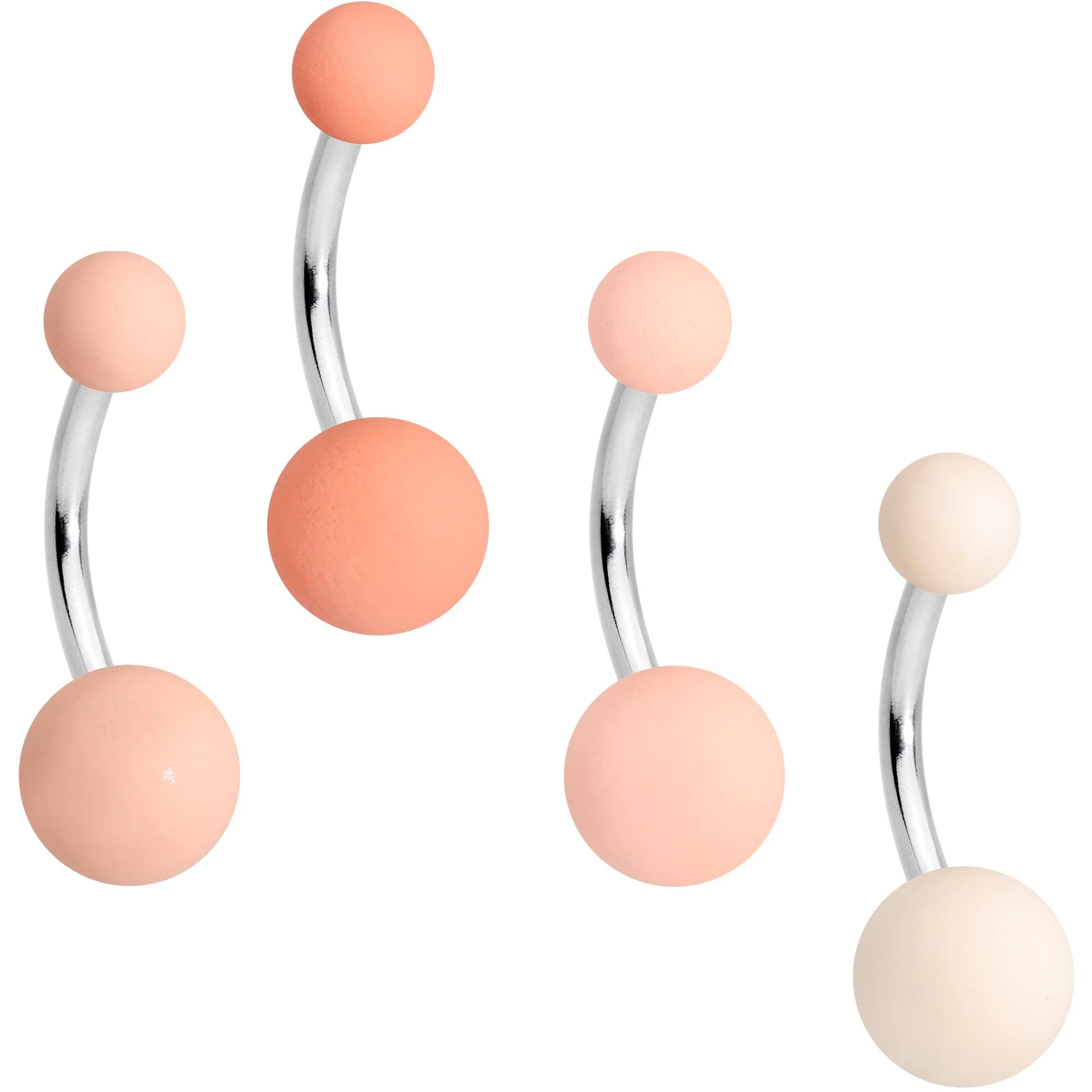 Matte Peaches and Cream Belly Ring Set of 4 - Image 4