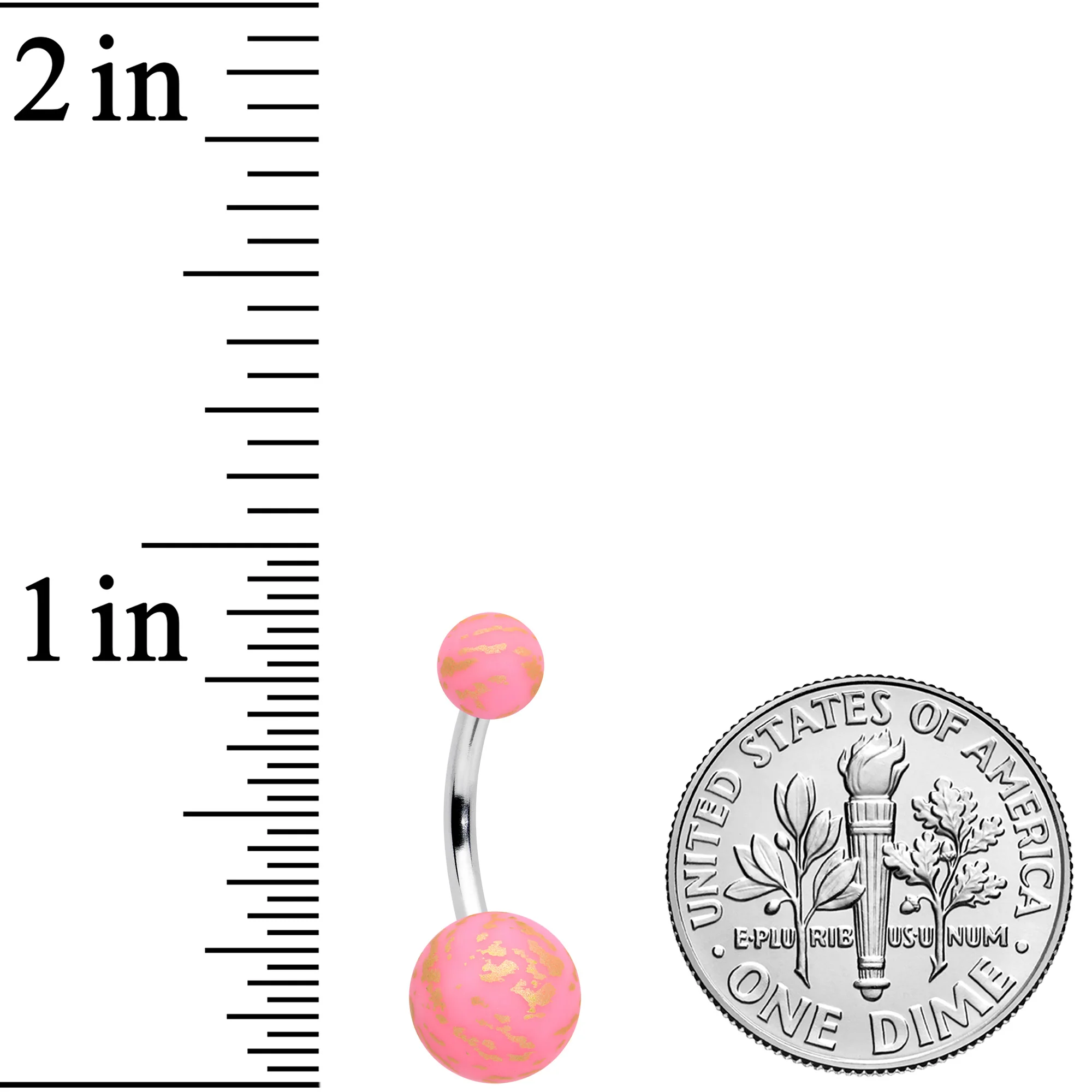 Matte Pink Splatter Pattern Belly Ring - Image 2