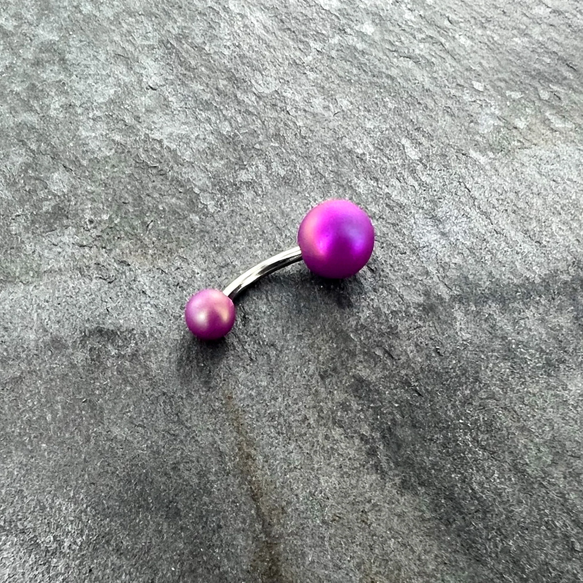 Matte Purple Aurora Ends Belly Ring - Image 5