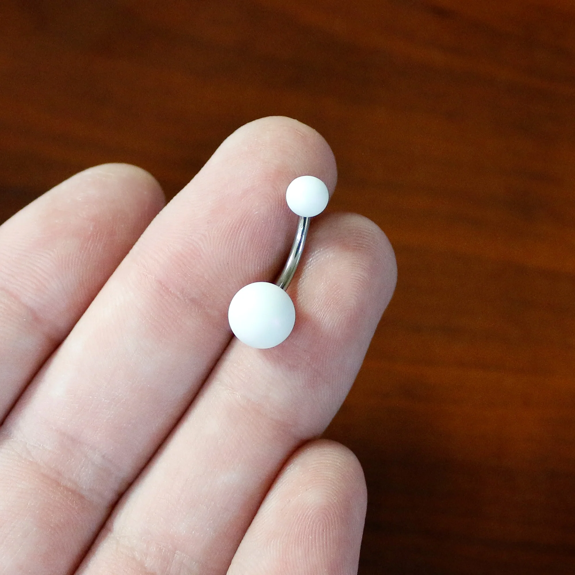 Matte White Aurora Ends Belly Ring - Image 6