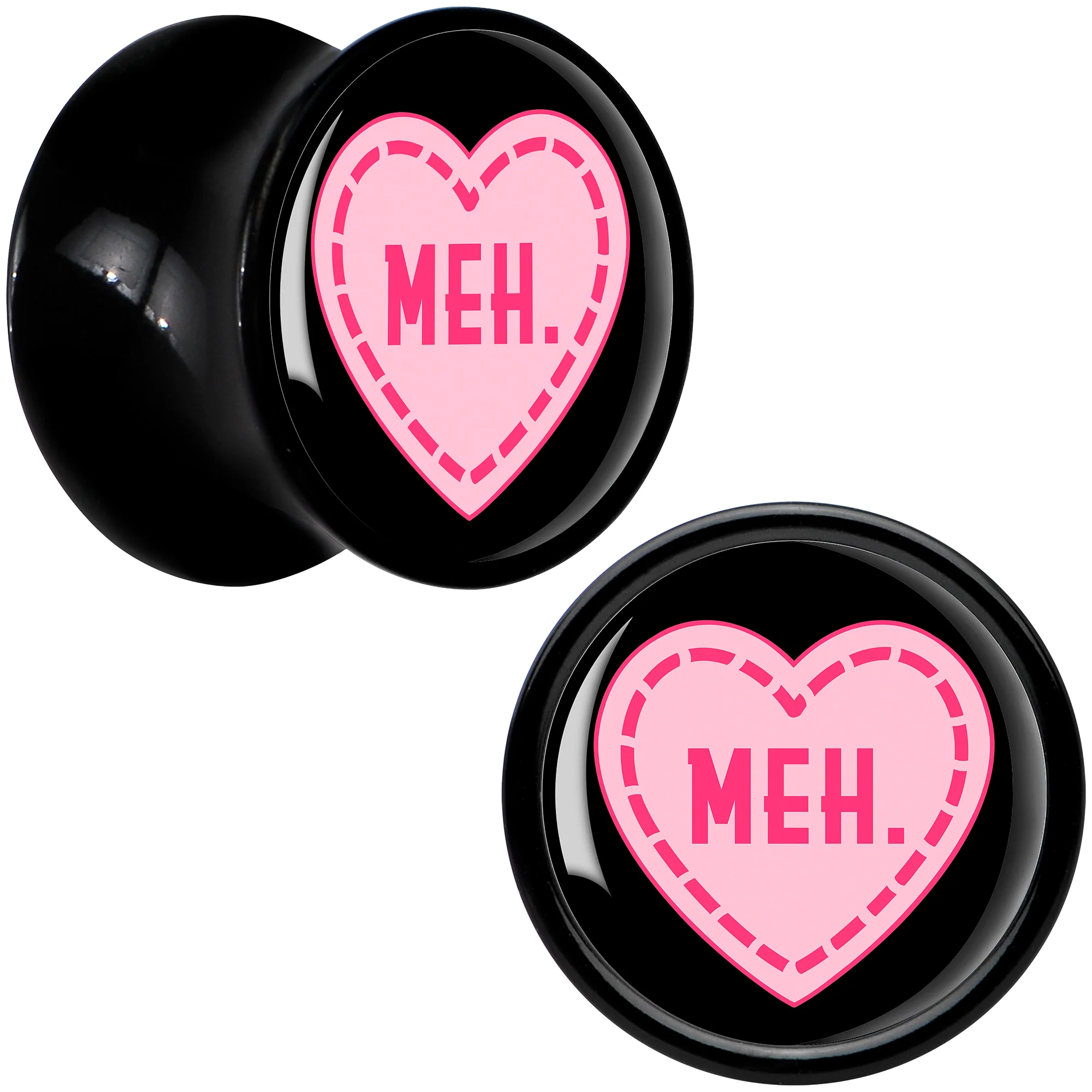 MEH Heart Black Acrylic Saddle Plug Set by Onyx O - Image 2