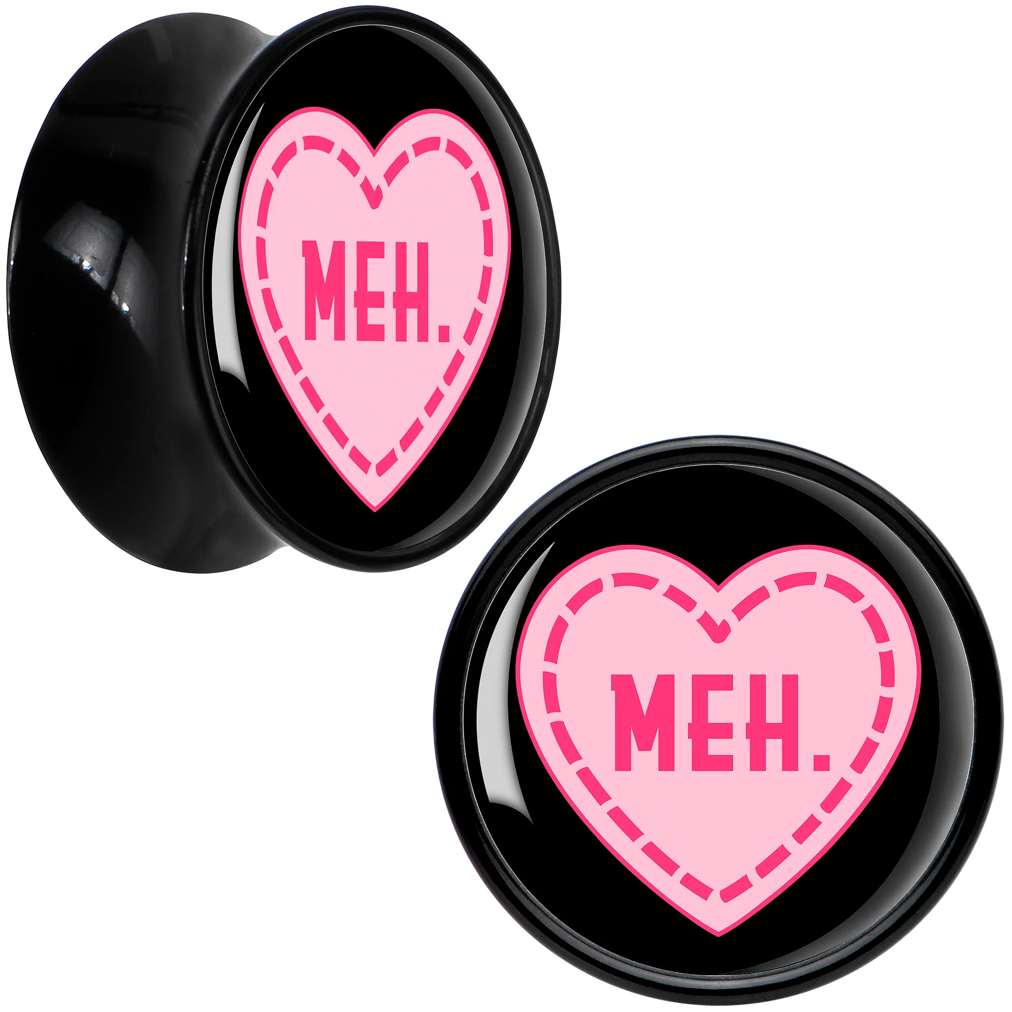 MEH Heart Black Acrylic Saddle Plug Set by Onyx O - Image 5