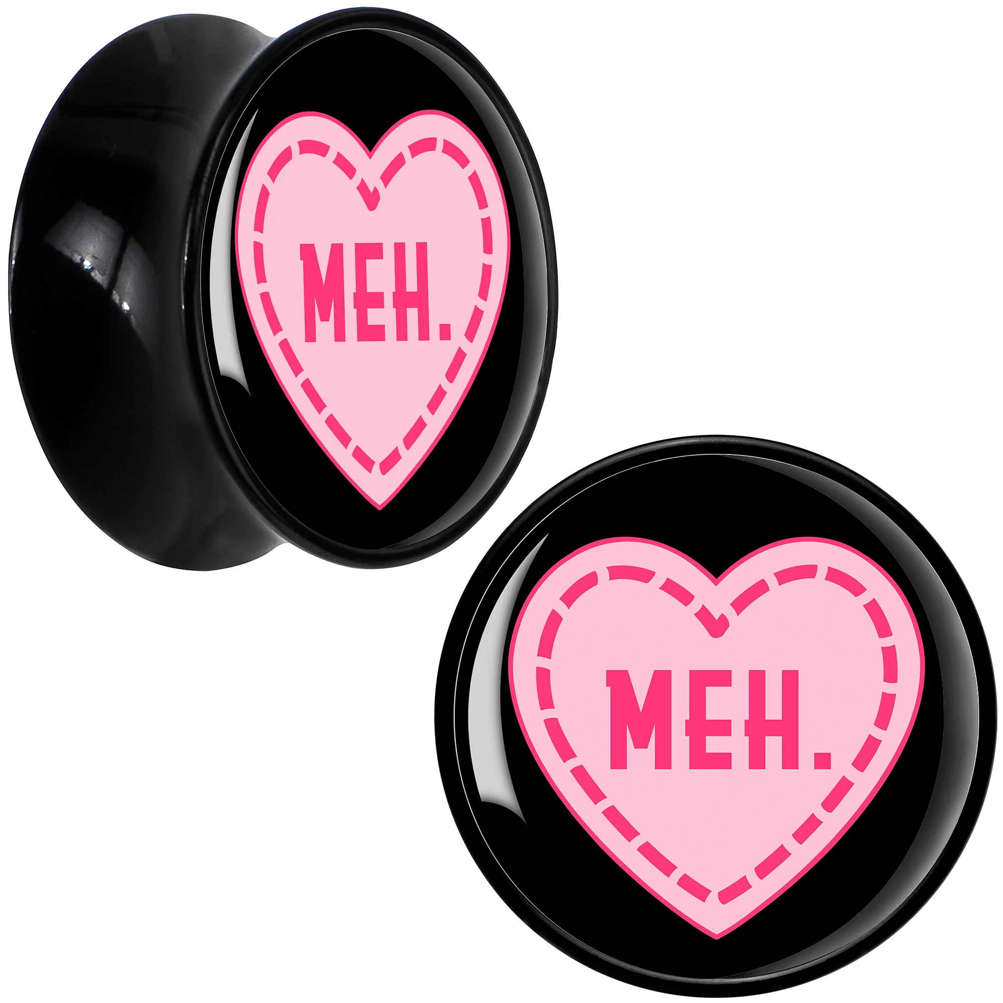 MEH Heart Black Acrylic Saddle Plug Set by Onyx O - Image 8