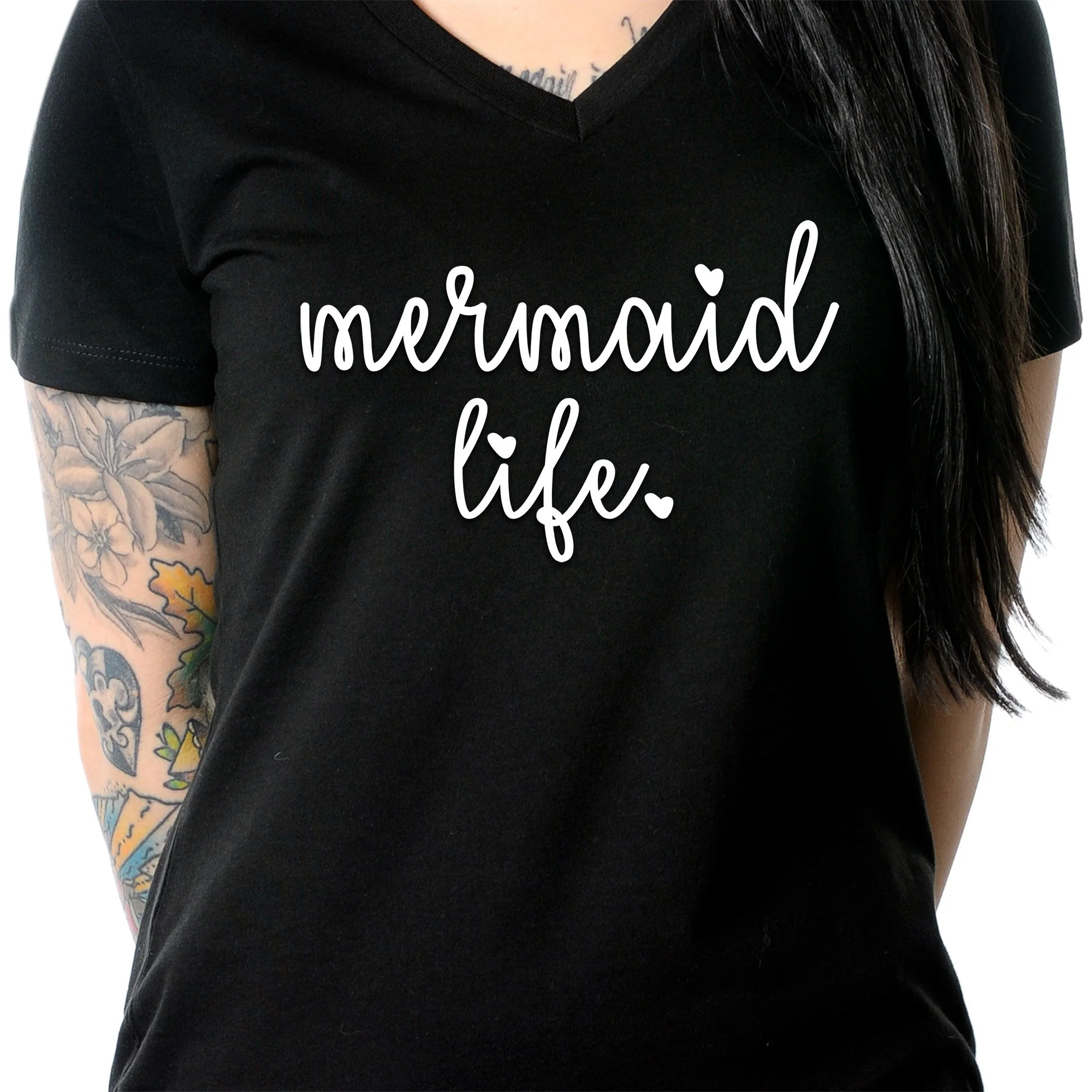 Mermaid Life Tapered V-Neck Tee Shirt - Image 6