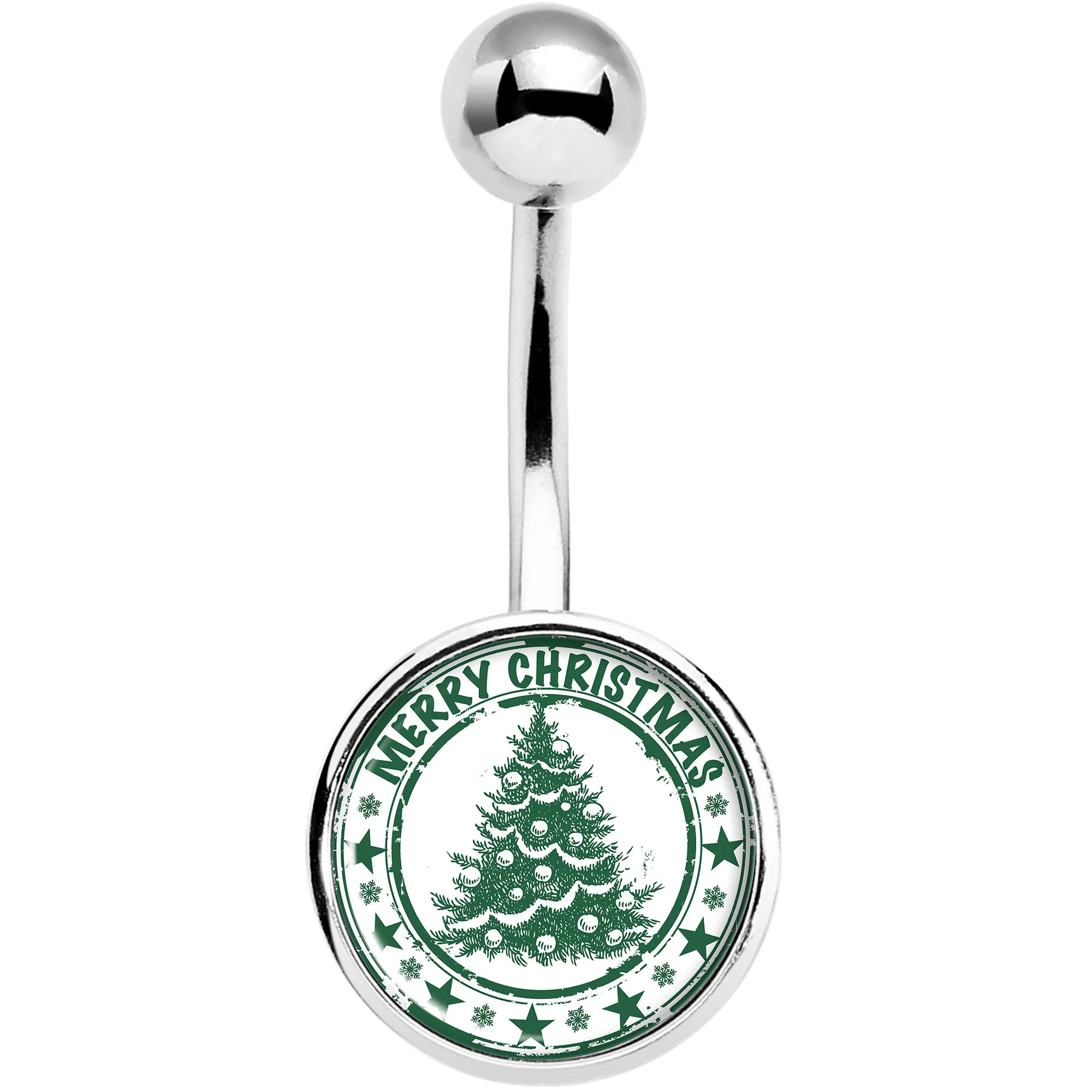 Merry Christmas Tree Belly Ring - Image 2