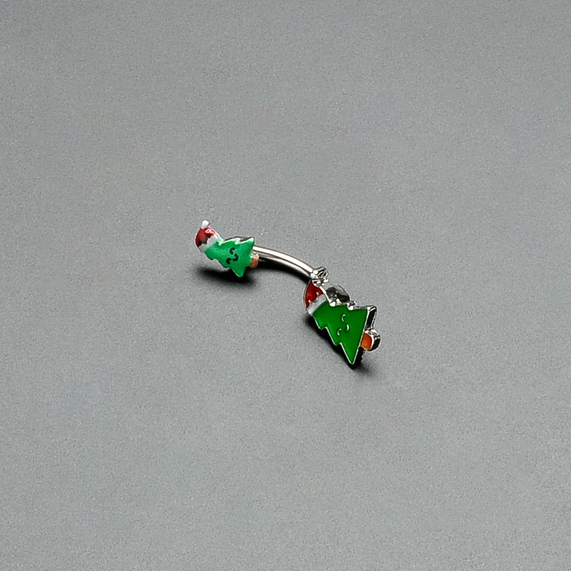 Merry Christmas Trees Hats Holiday Double Mount Belly Ring - Image 5