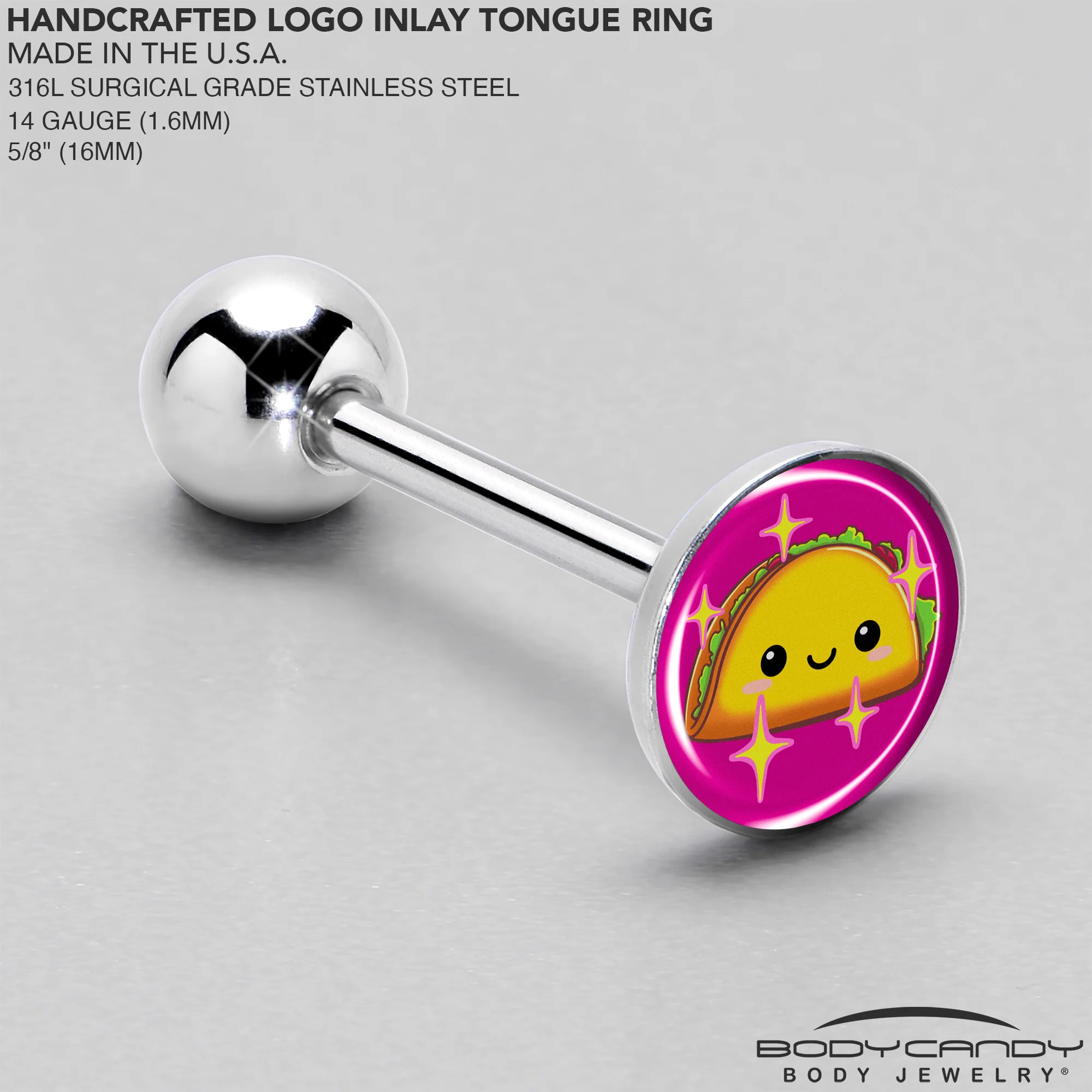 Mexican Fiesta Cute Taco Barbell Tongue Ring by Onyx O - Image 4