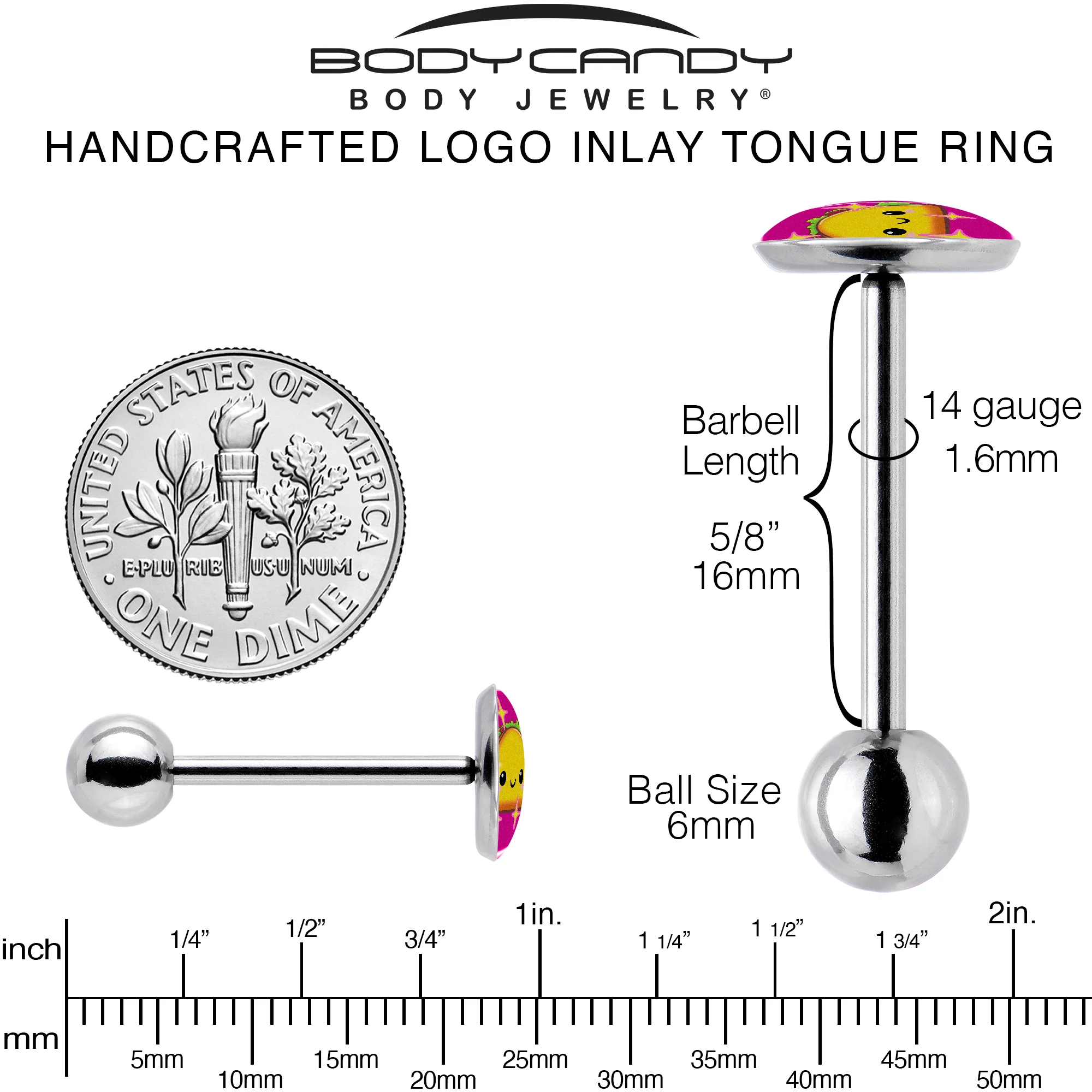Mexican Fiesta Cute Taco Barbell Tongue Ring by Onyx O - Image 5