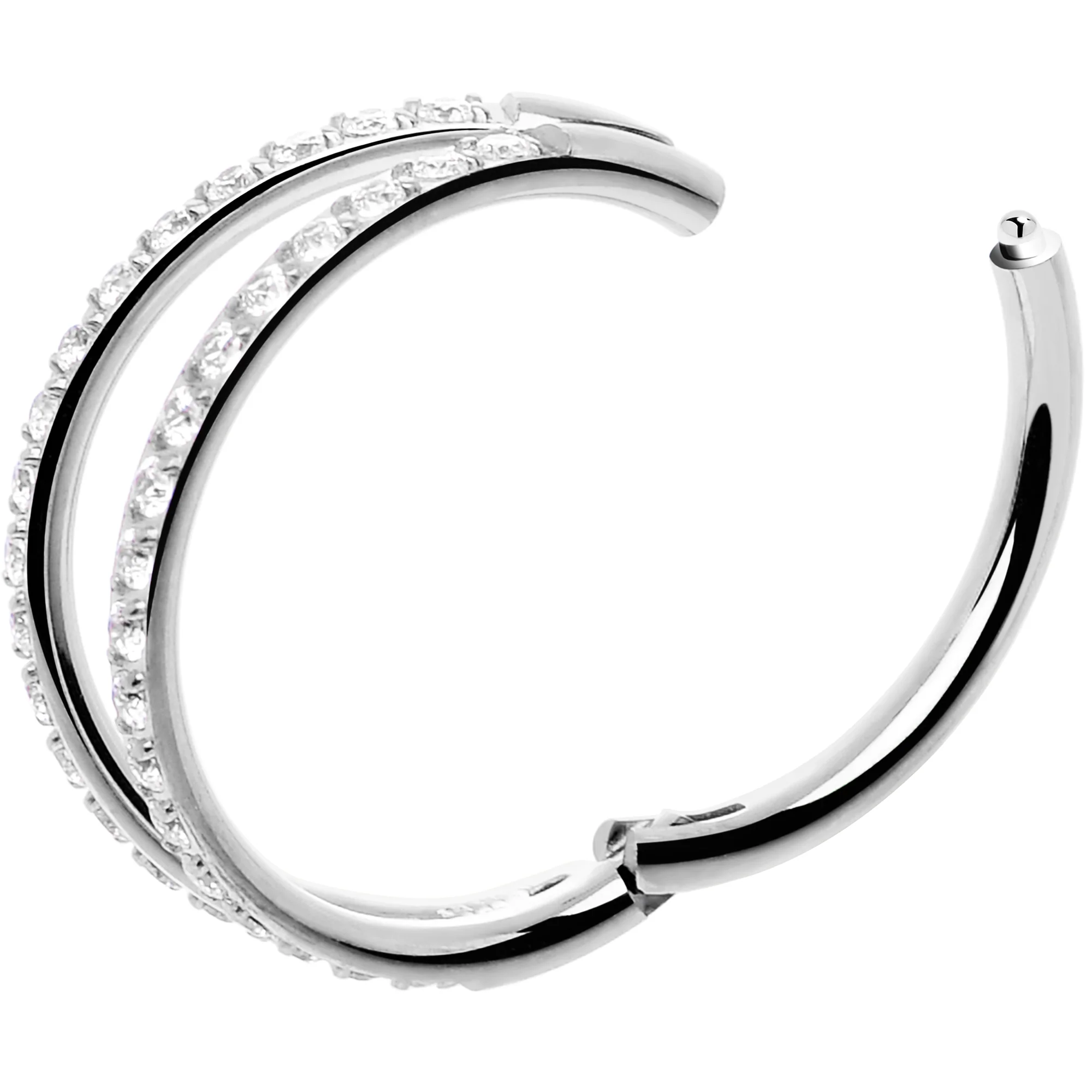 Micro Gem Titanium Hinged Double Nose Hoop - Image 2