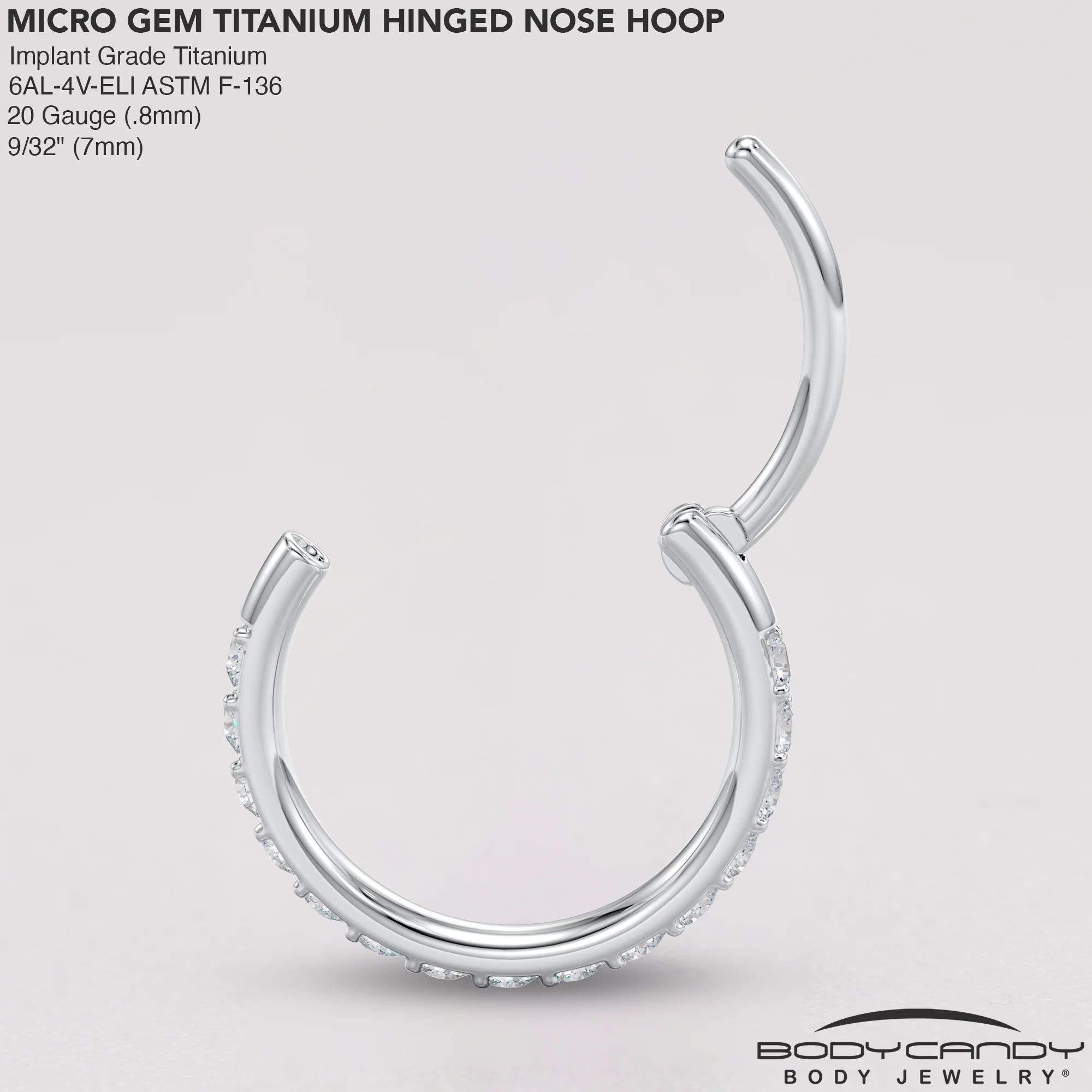 Micro Gem Titanium Hinged Nose Hoop - Image 6