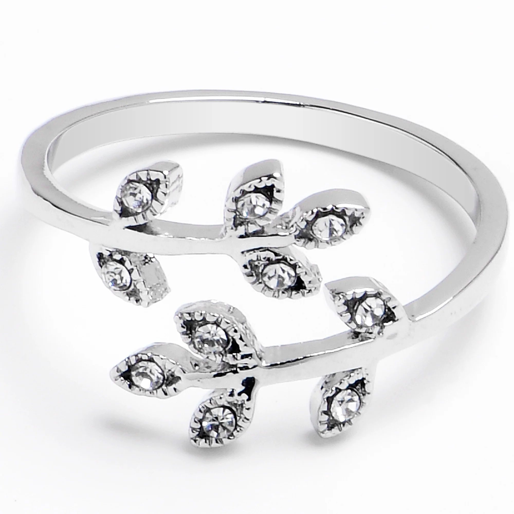 Middle Finger Elegance of Nature Clear Gem Leaf Ring Toe Ring