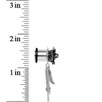 Midnight Gem Rose Flower Angel Wing Dangle Plug Sizes 6mm to 12mm - Image 4
