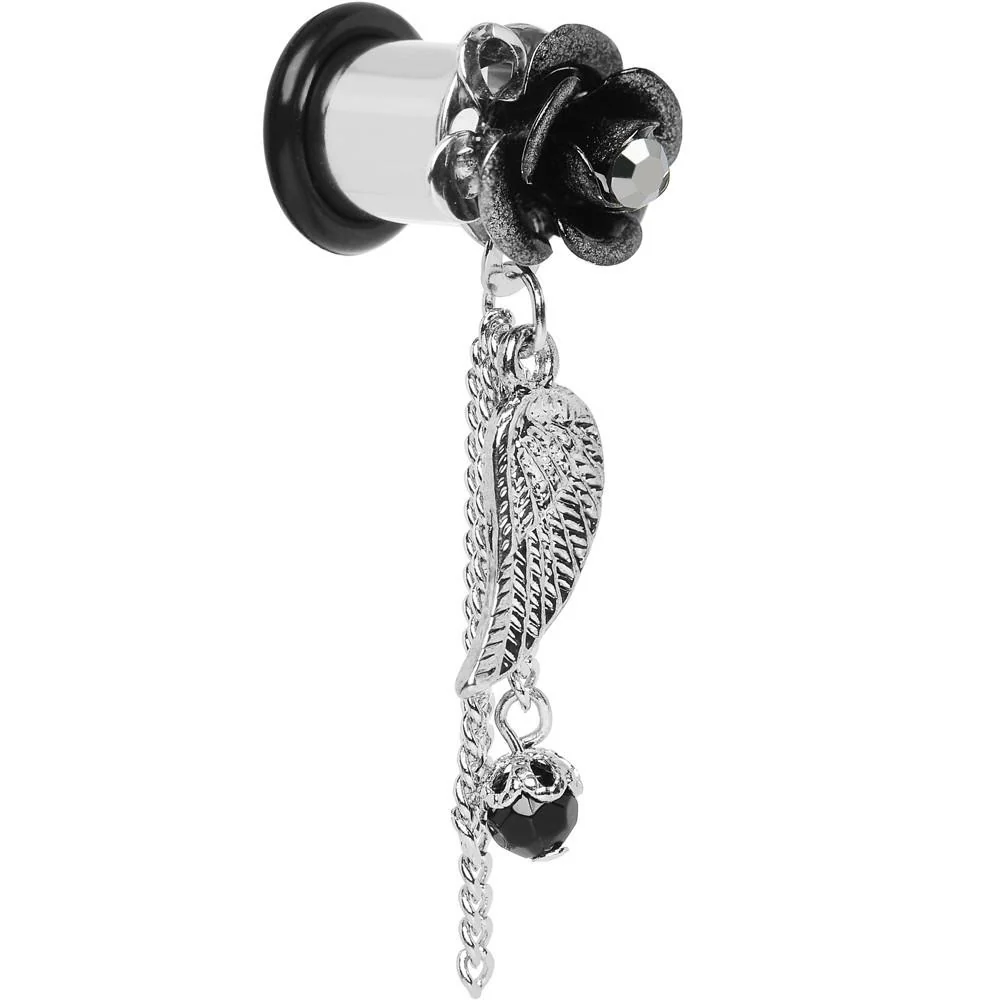 Midnight Gem Rose Flower Angel Wing Dangle Plug Sizes 6mm to 12mm - Image 5