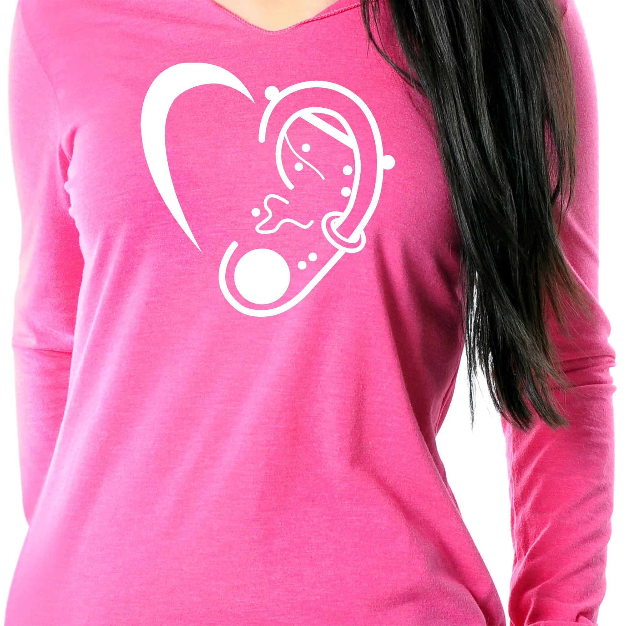 Modified Ear Heart Tapered Long Sleeve Hoodie - Image 3