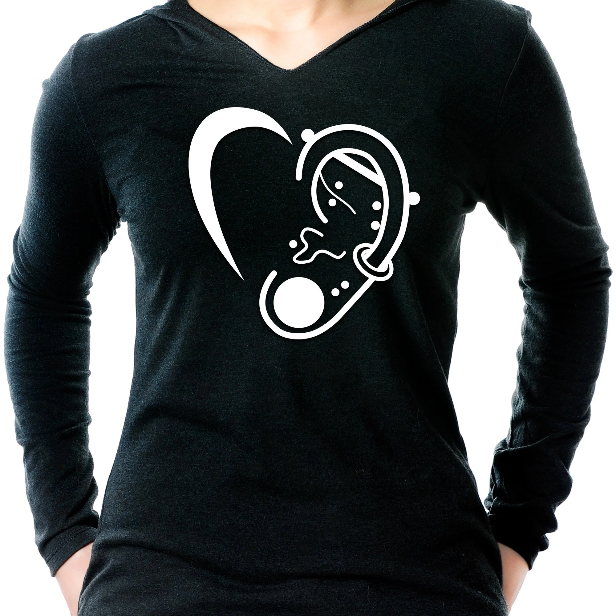 Modified Ear Heart Tapered Long Sleeve Hoodie - Image 6