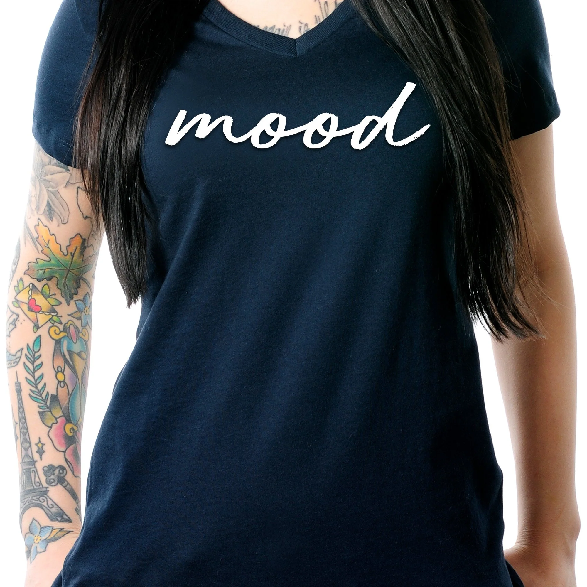 Mood Black Tapered V-Neck Tee Shirt - Image 3
