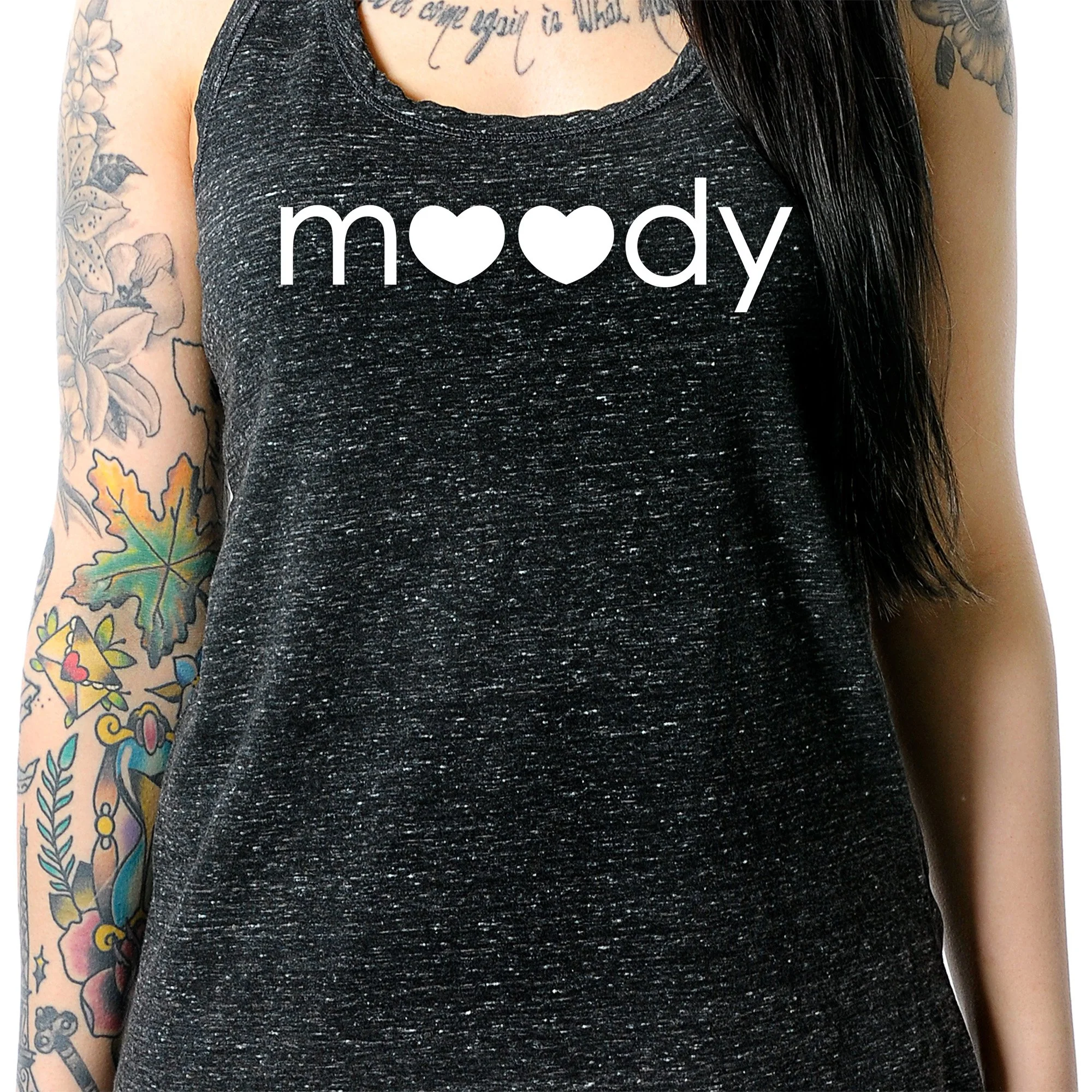 Moody Black Gray Cosmic Twist Back Tank Top - Image 3