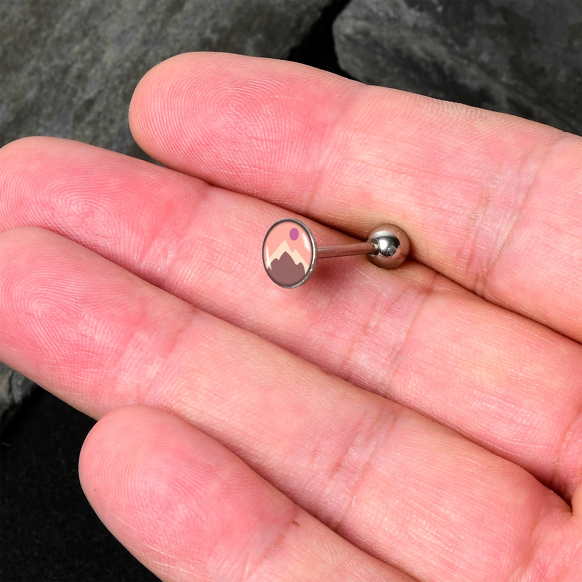 Mountain Sunrise Barbell Tongue Ring by Onyx O - Image 2