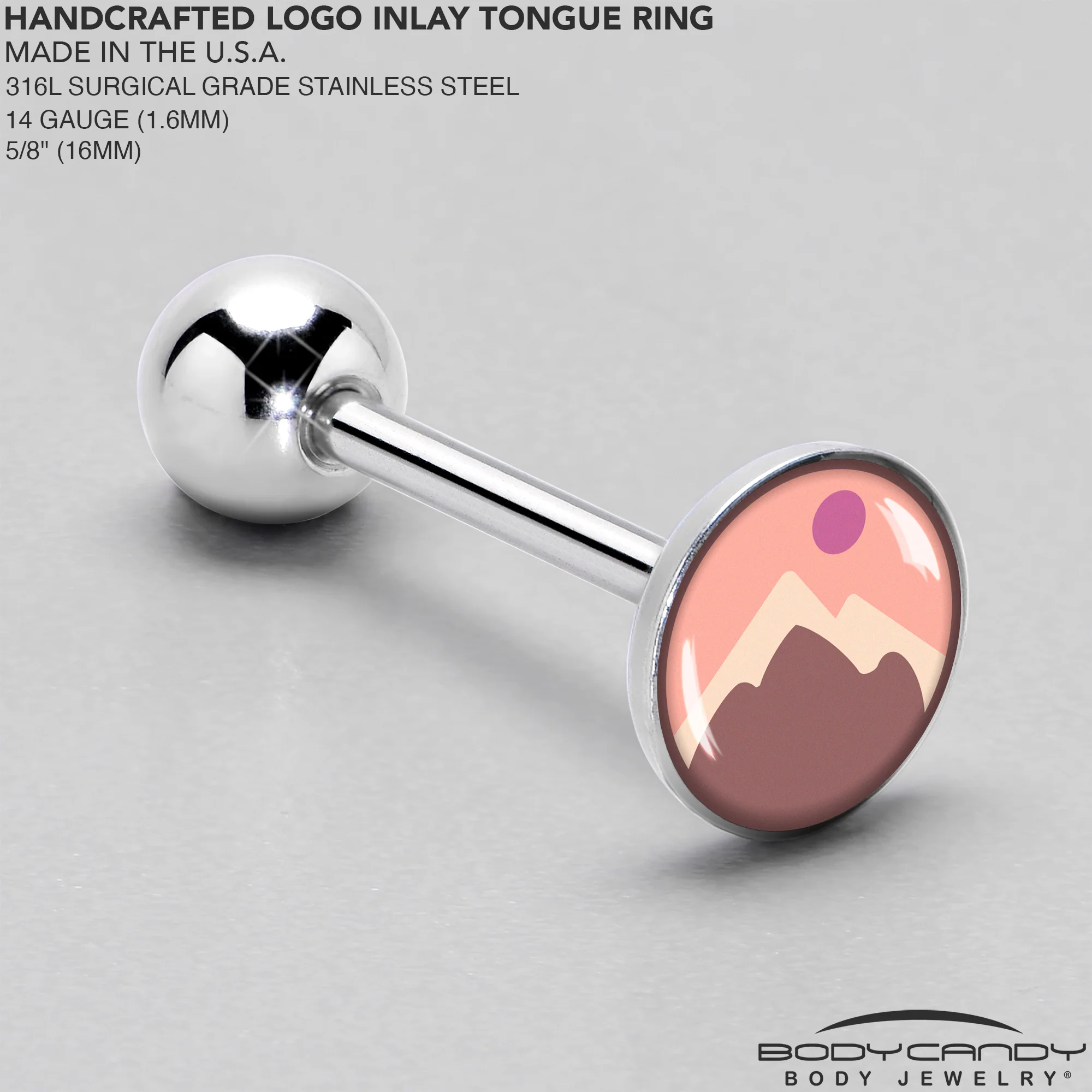 Mountain Sunrise Barbell Tongue Ring by Onyx O - Image 4