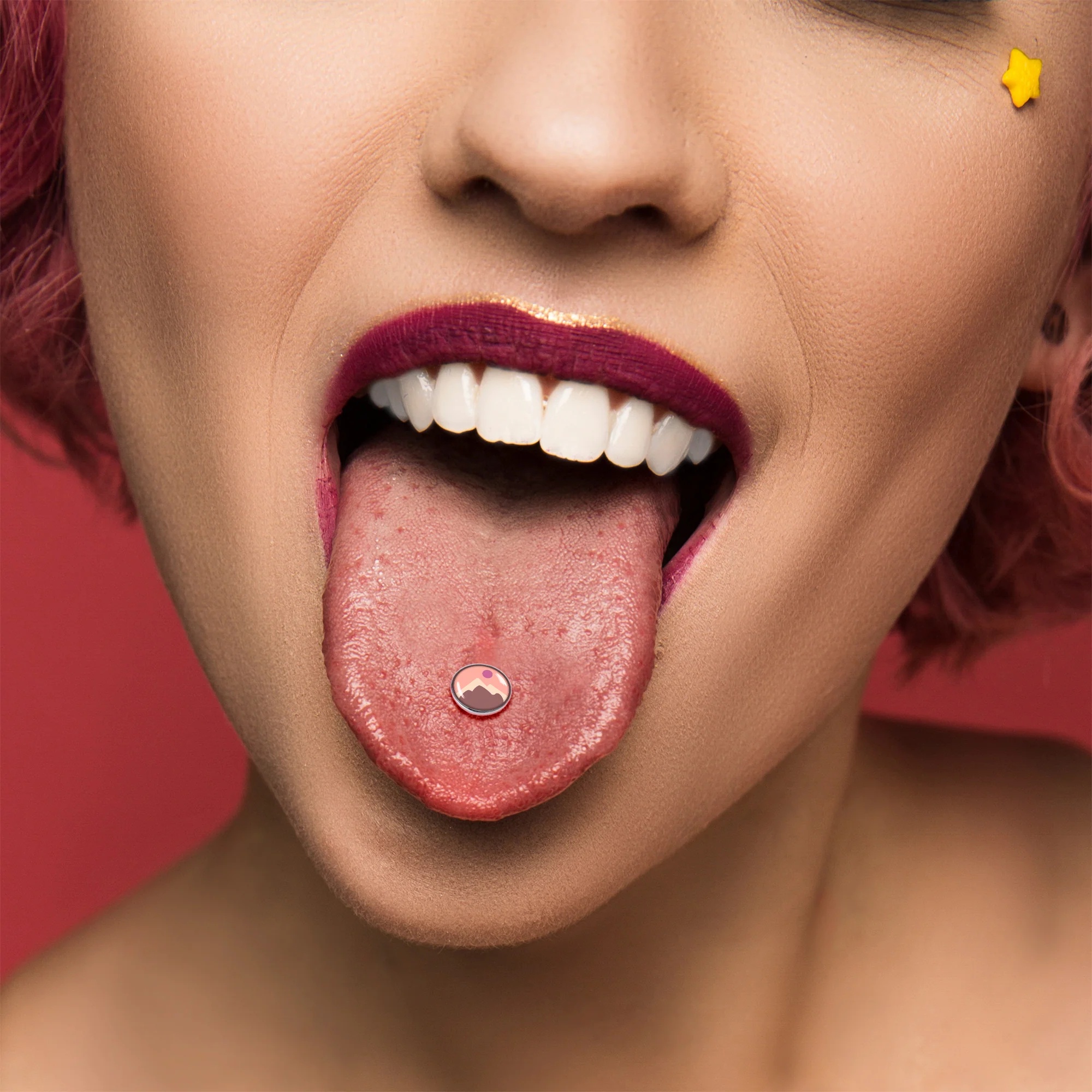 Mountain Sunrise Barbell Tongue Ring by Onyx O - Image 6