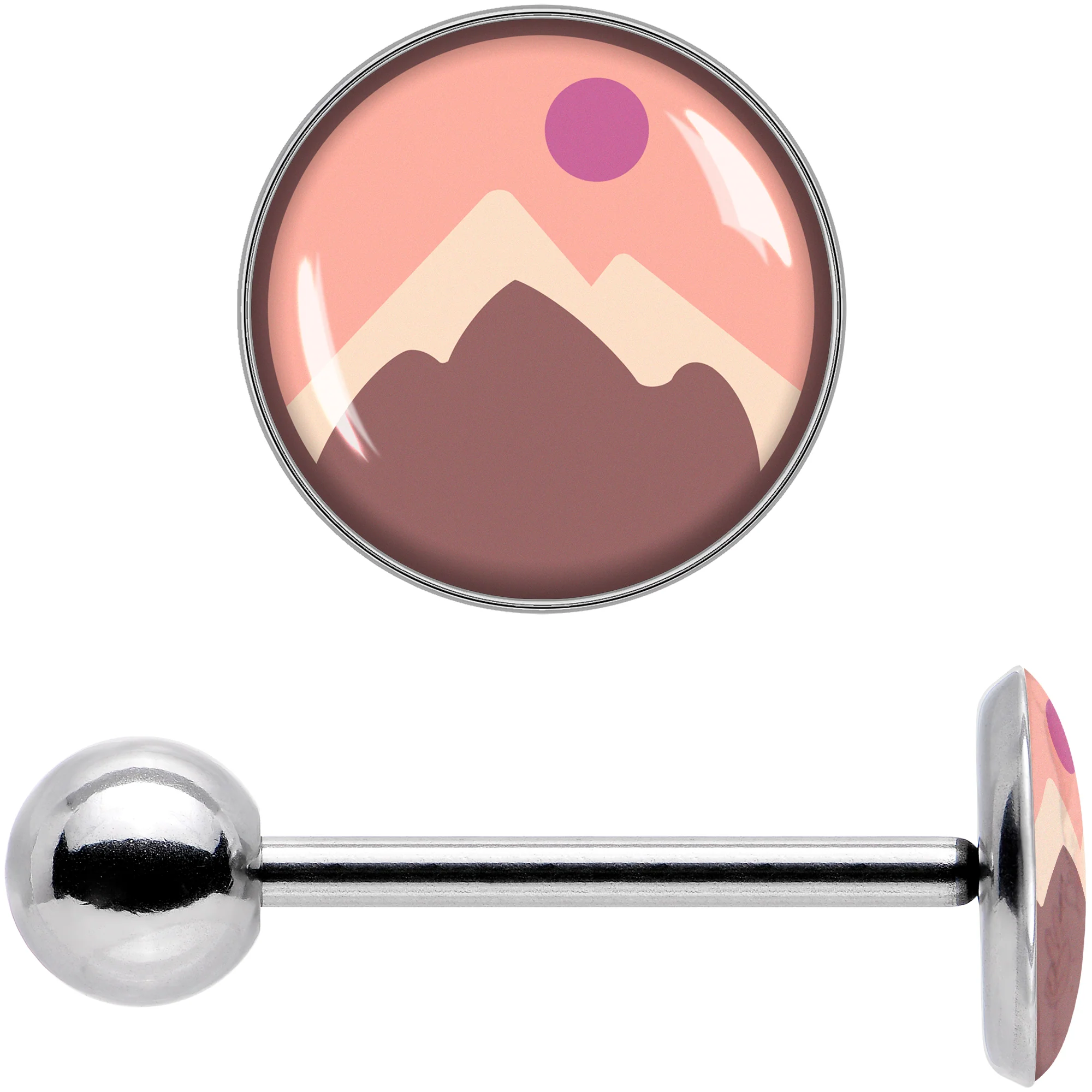 Mountain Sunrise Barbell Tongue Ring by Onyx O - Image 7