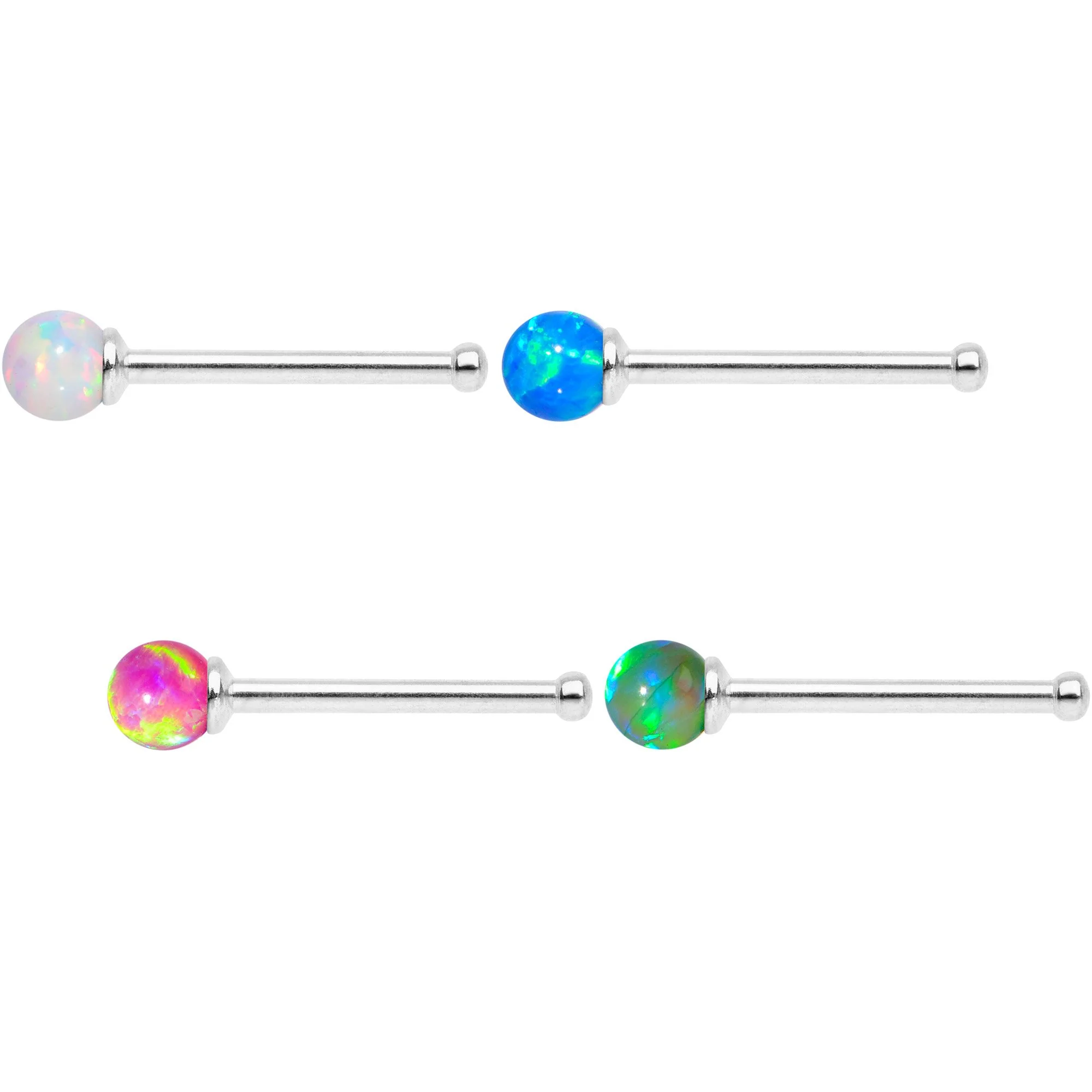 Multi Color 2.5mm Synthetic Opal Ball Nose Bone 4 Pack Set - Image 2