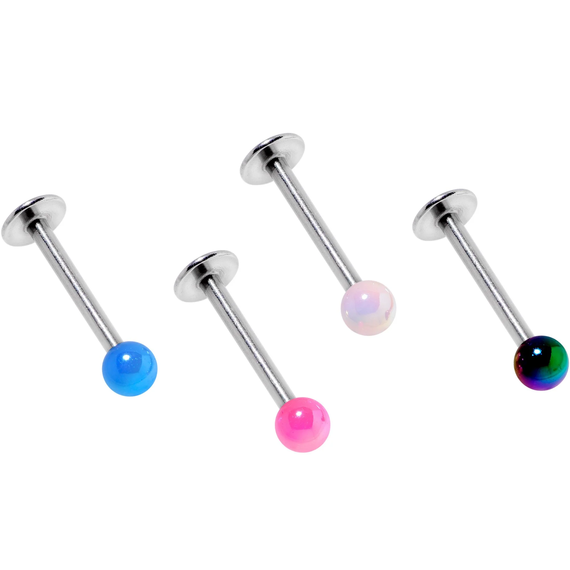 Multi Color Pearlescent Acrylic Ball Labret Monroe Tragus Set of 4 - Image 2