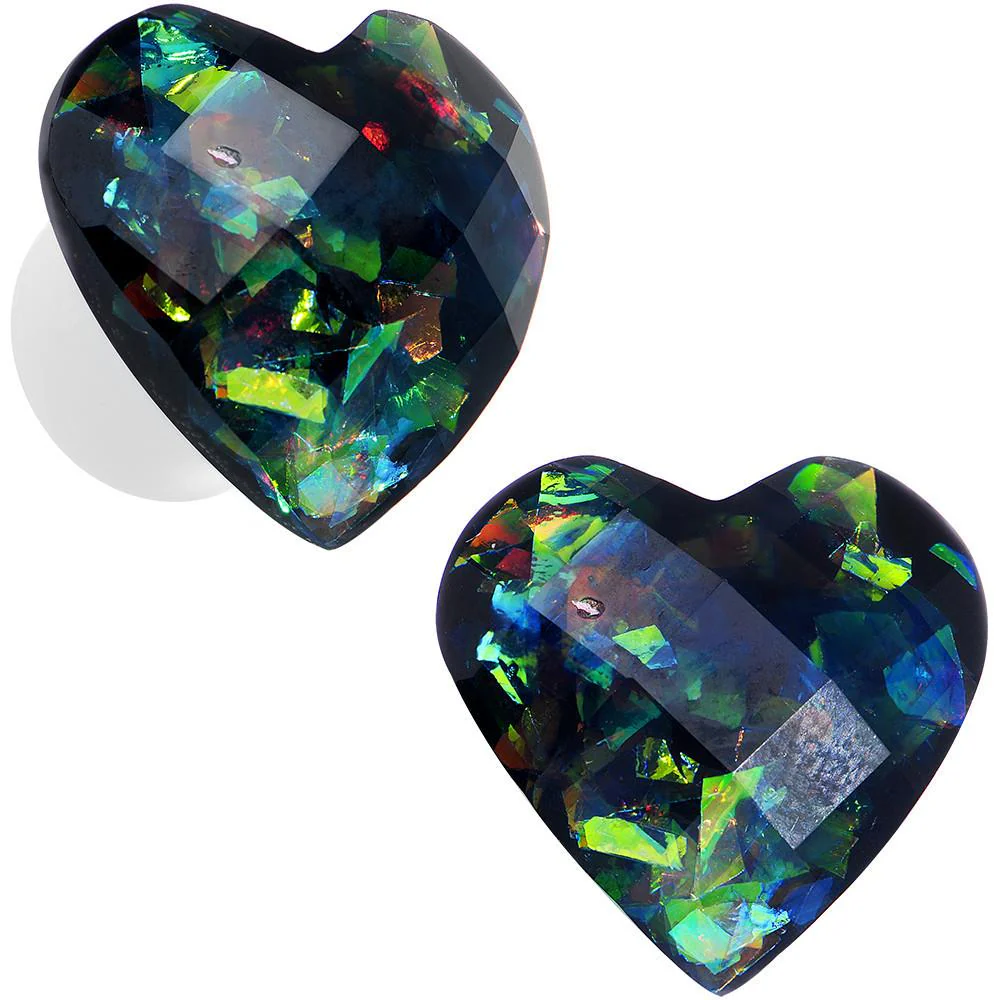 Multicolor Heart White Acrylic Saddle Plug Set 5mm to 00G - Image 3
