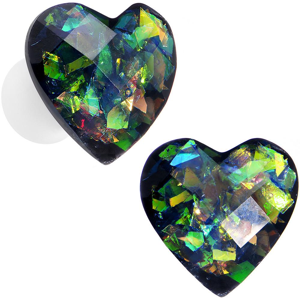Multicolor Heart White Acrylic Saddle Plug Set 5mm to 00G - Image 4