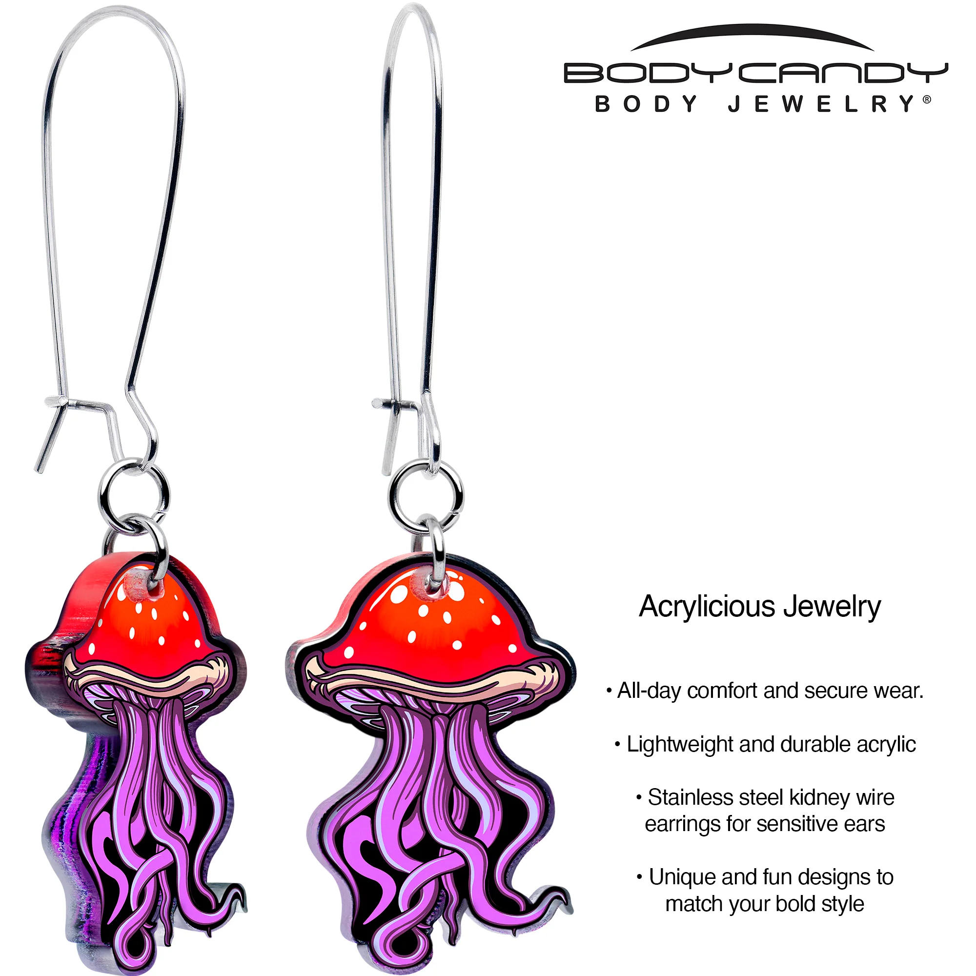 Mushroom Jellyfish Dangle Earrings by Onyx O - Image 2