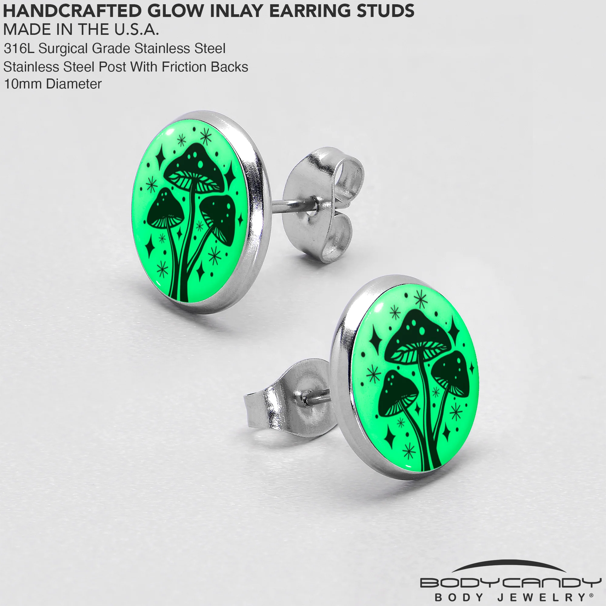 Mystic Mushroom Glow in the Dark Stud Earrings by Onyx O - Image 7