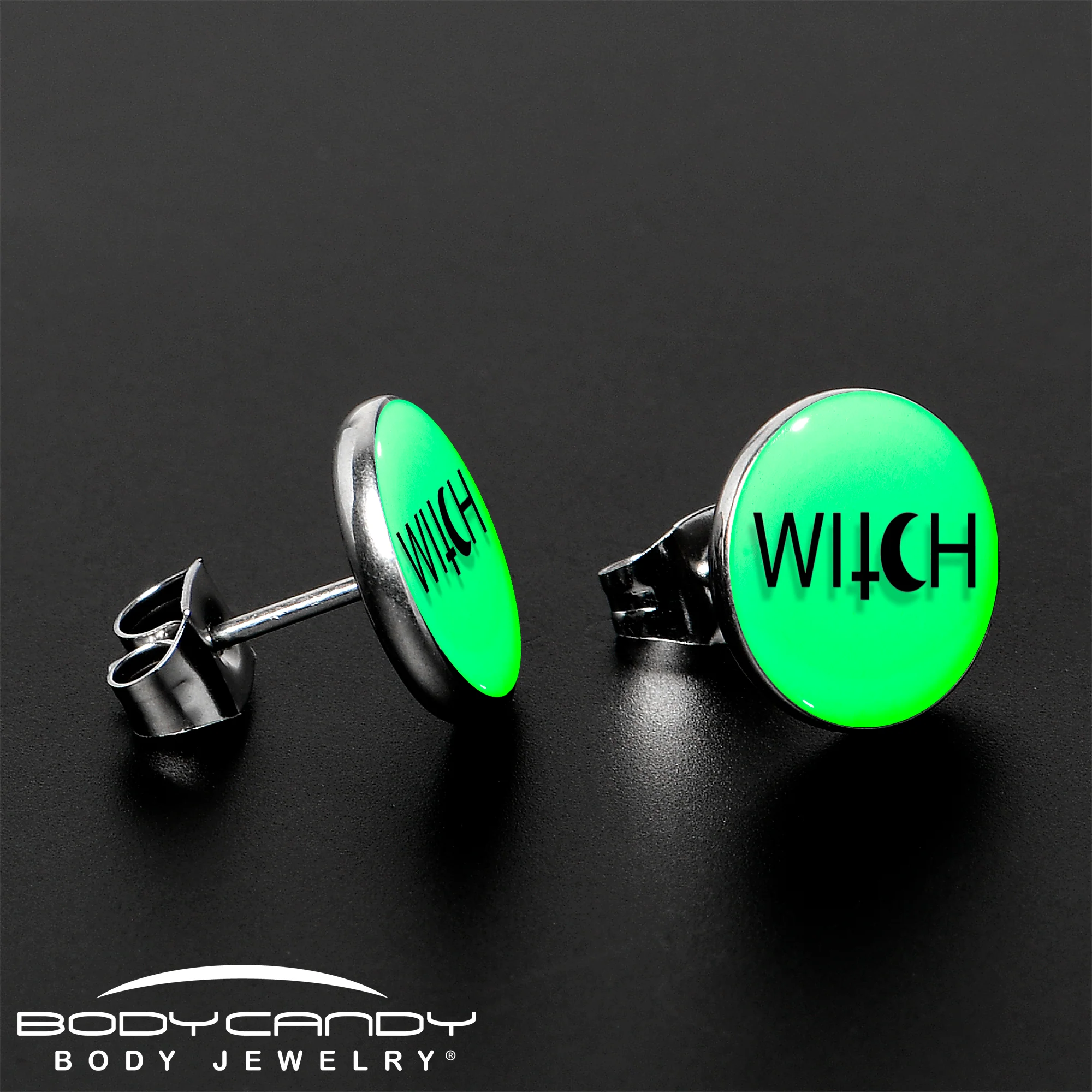 Mystical Witch Glow in the Dark Stud Earrings by Onyx O - Image 3