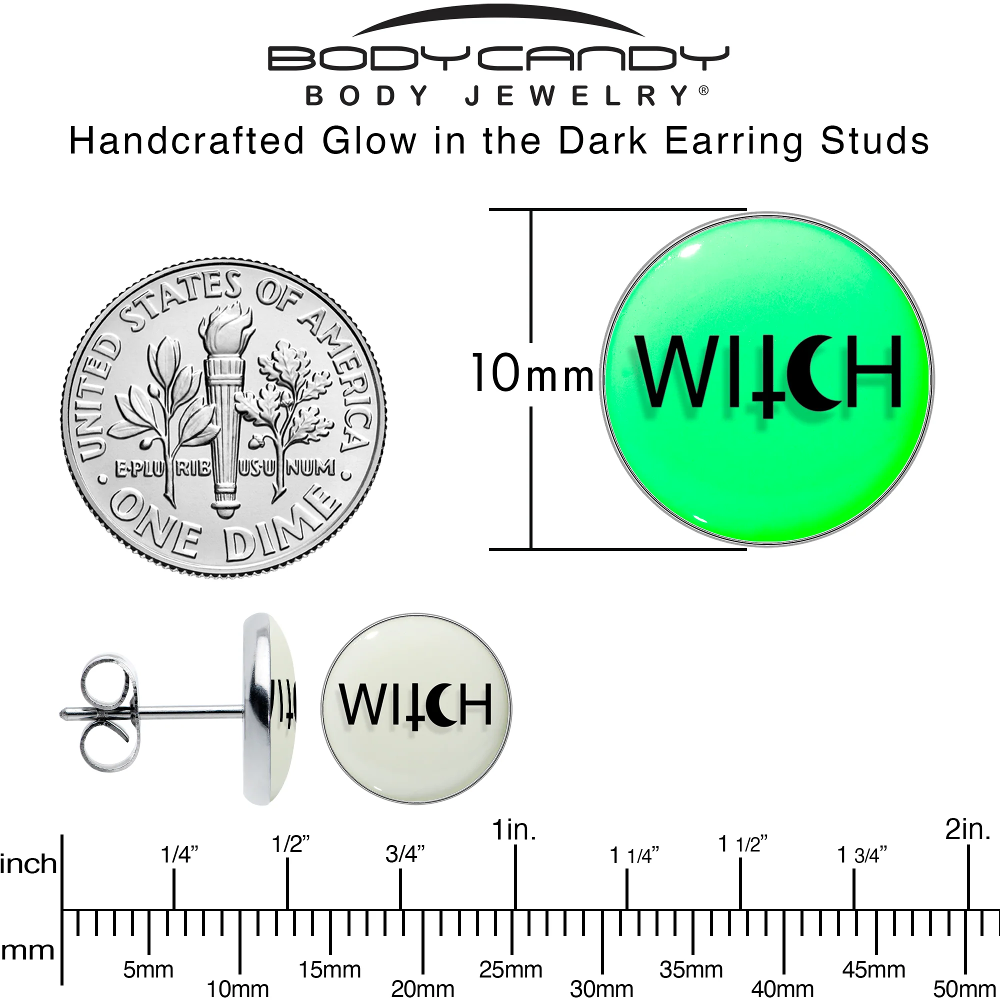 Mystical Witch Glow in the Dark Stud Earrings by Onyx O - Image 6