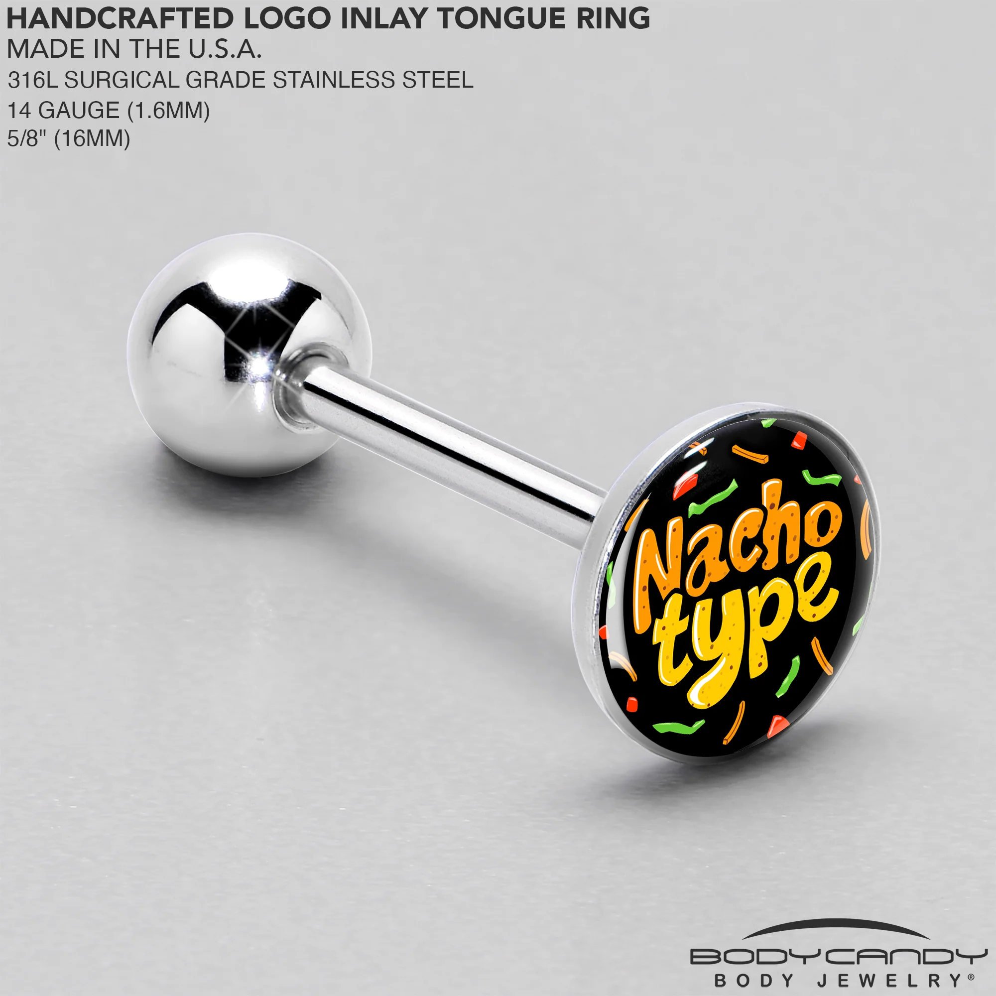 Nacho Type Barbell Tongue Ring by Onyx O - Image 4