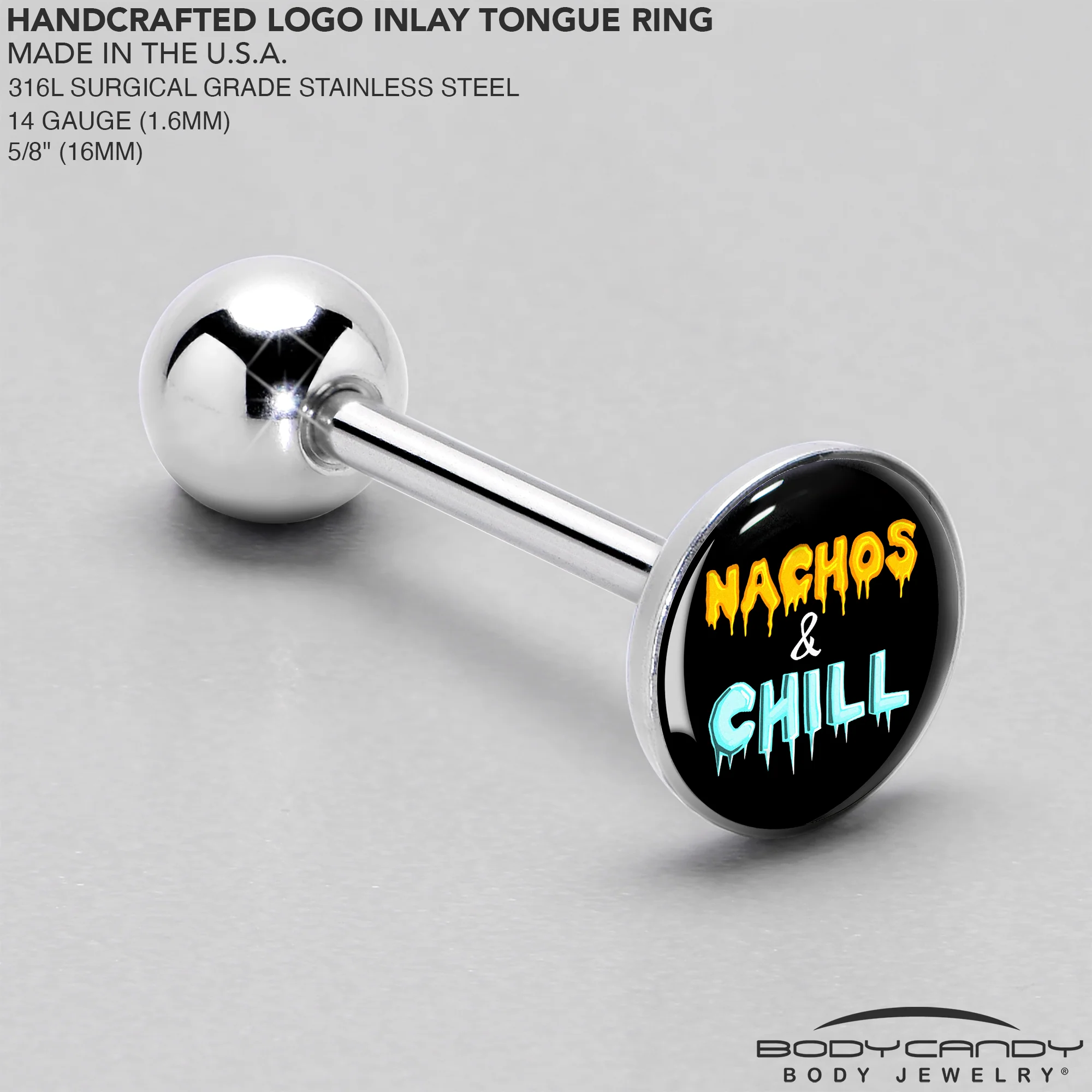 Nachos and Chill Barbell Tongue Ring by Onyx O - Image 4