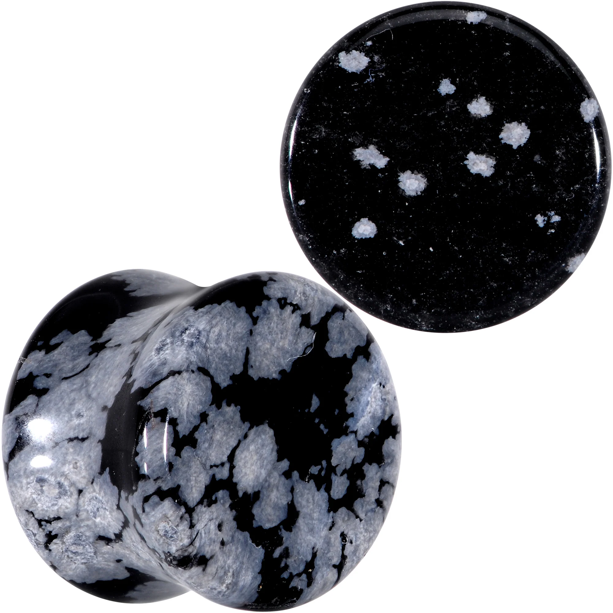 Natural Black White Snowflake Obsidian Saddle Plug Set - Image 8