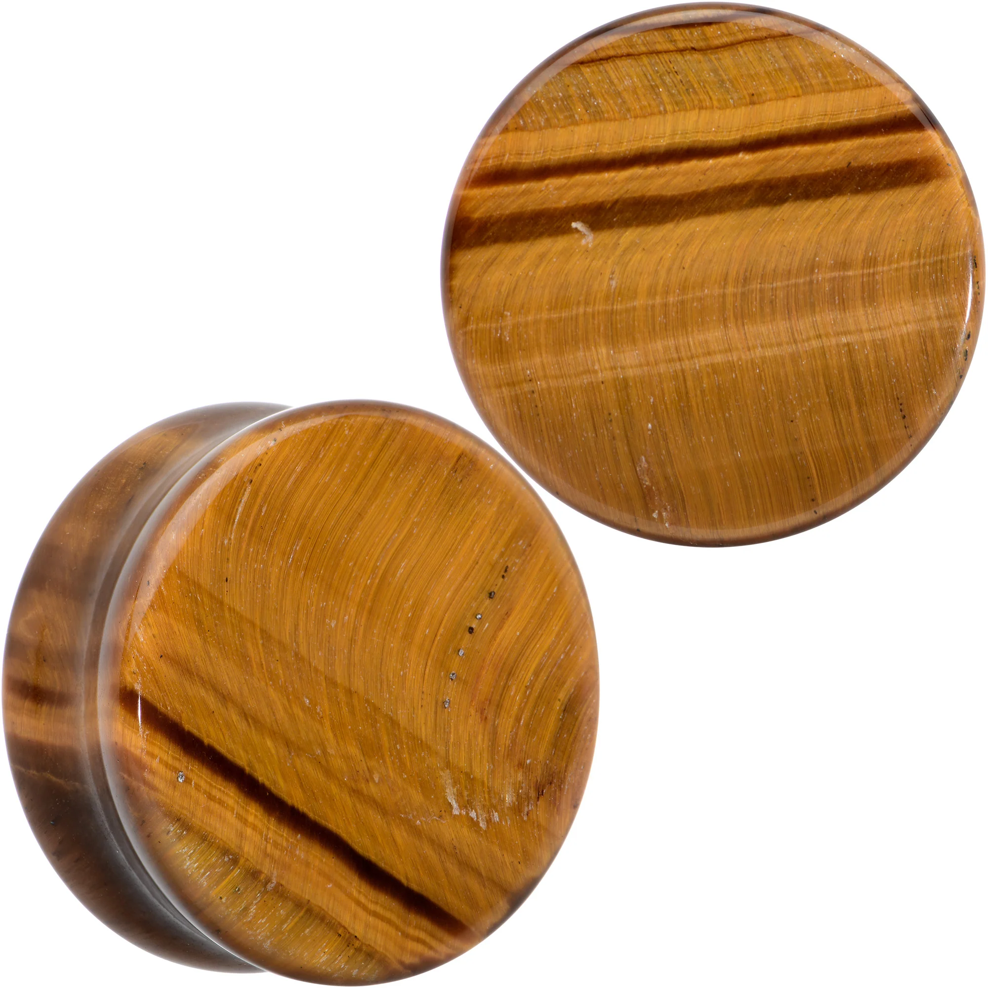 Natural Brown Tiger Eye Stone Double Flare Plug Set - Image 20