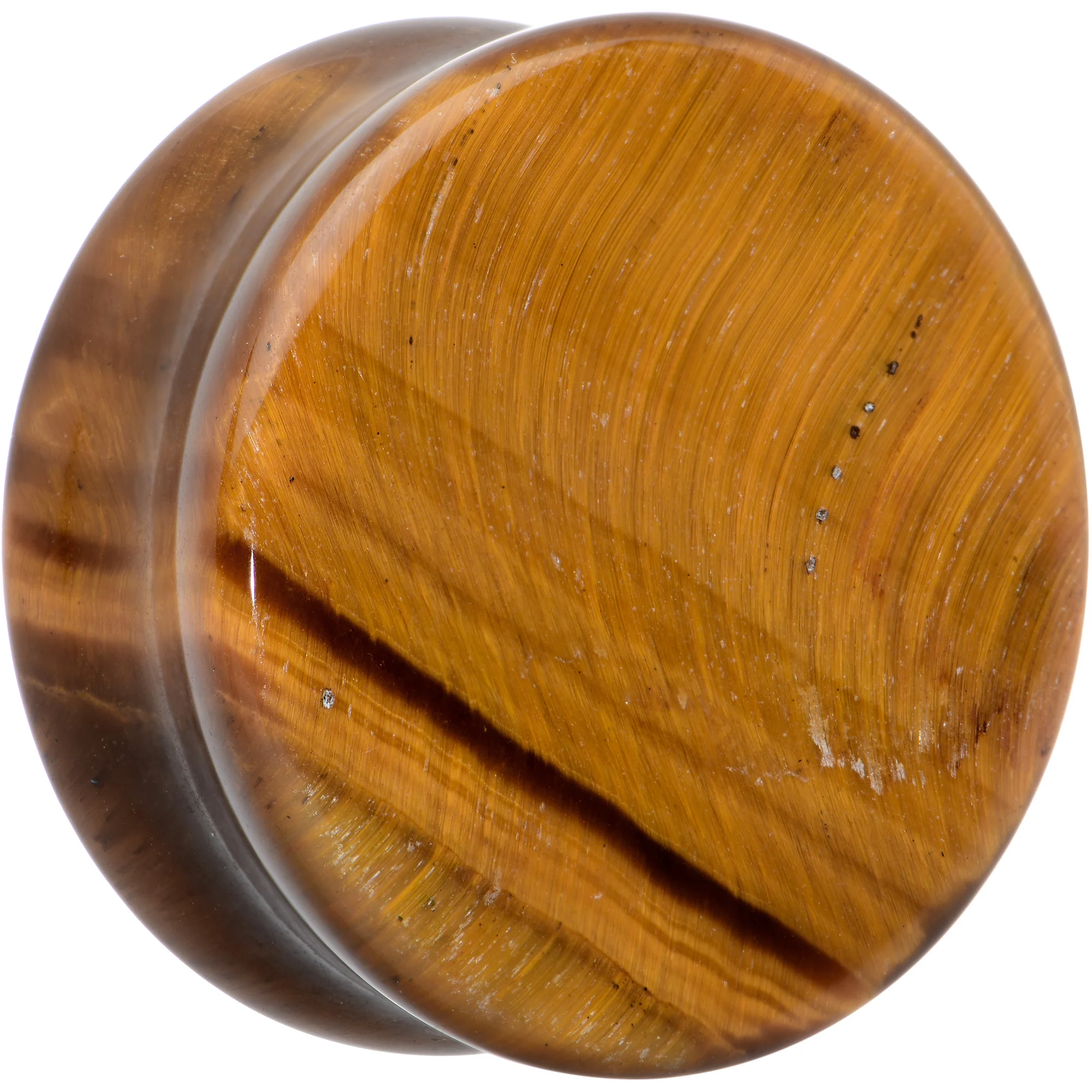 Natural Brown Tiger Eye Stone Double Flare Plug Set - Image 3