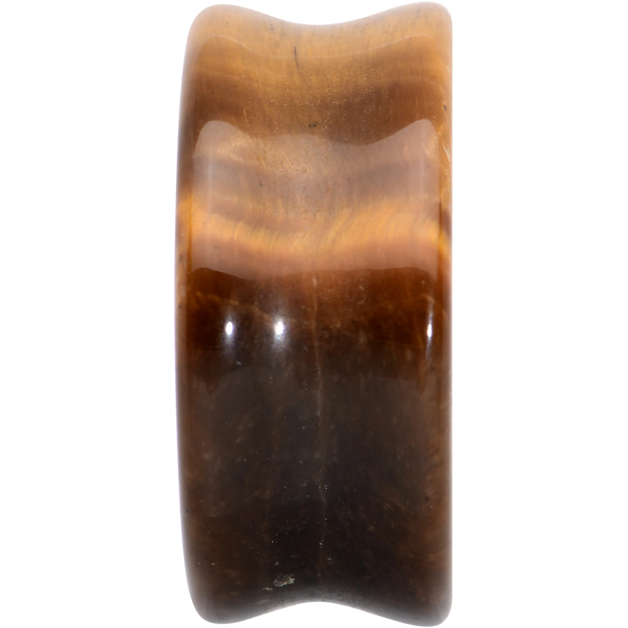 Natural Brown Tiger Eye Stone Double Flare Plug Set - Image 5