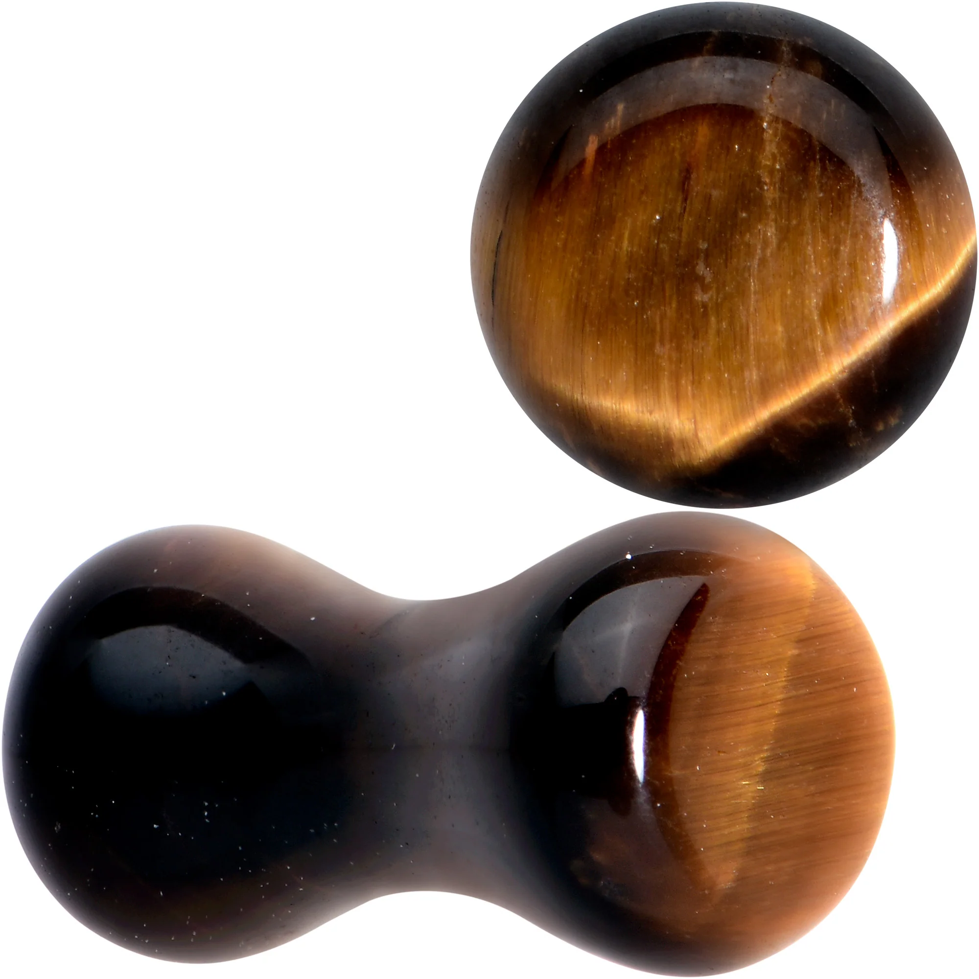 Natural Brown Tiger Eye Stone Double Flare Plug Set - Image 6