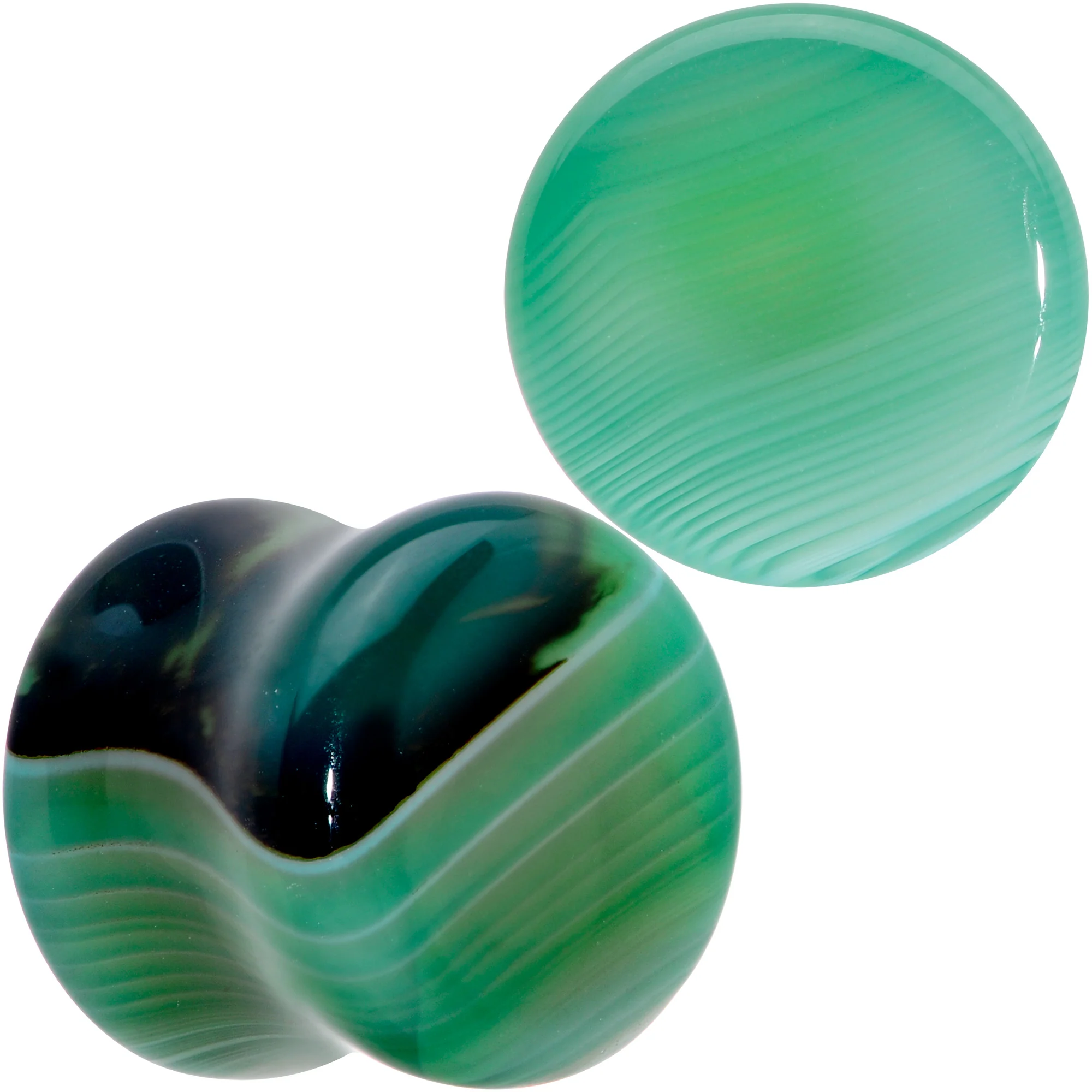 Natural Green Line Agate Stone Saddle Plug Set - Image 10