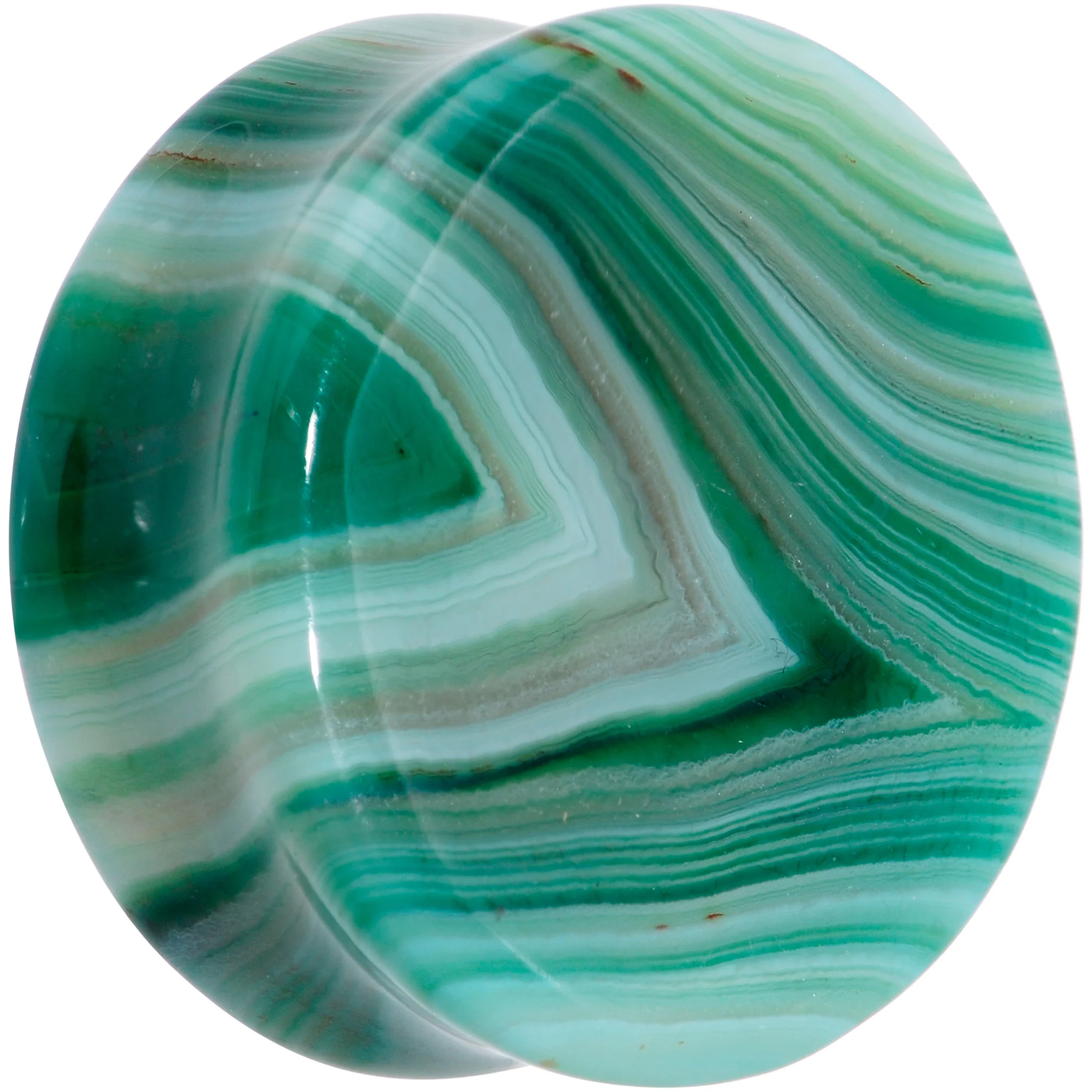 Natural Green Line Agate Stone Saddle Plug Set - Image 3