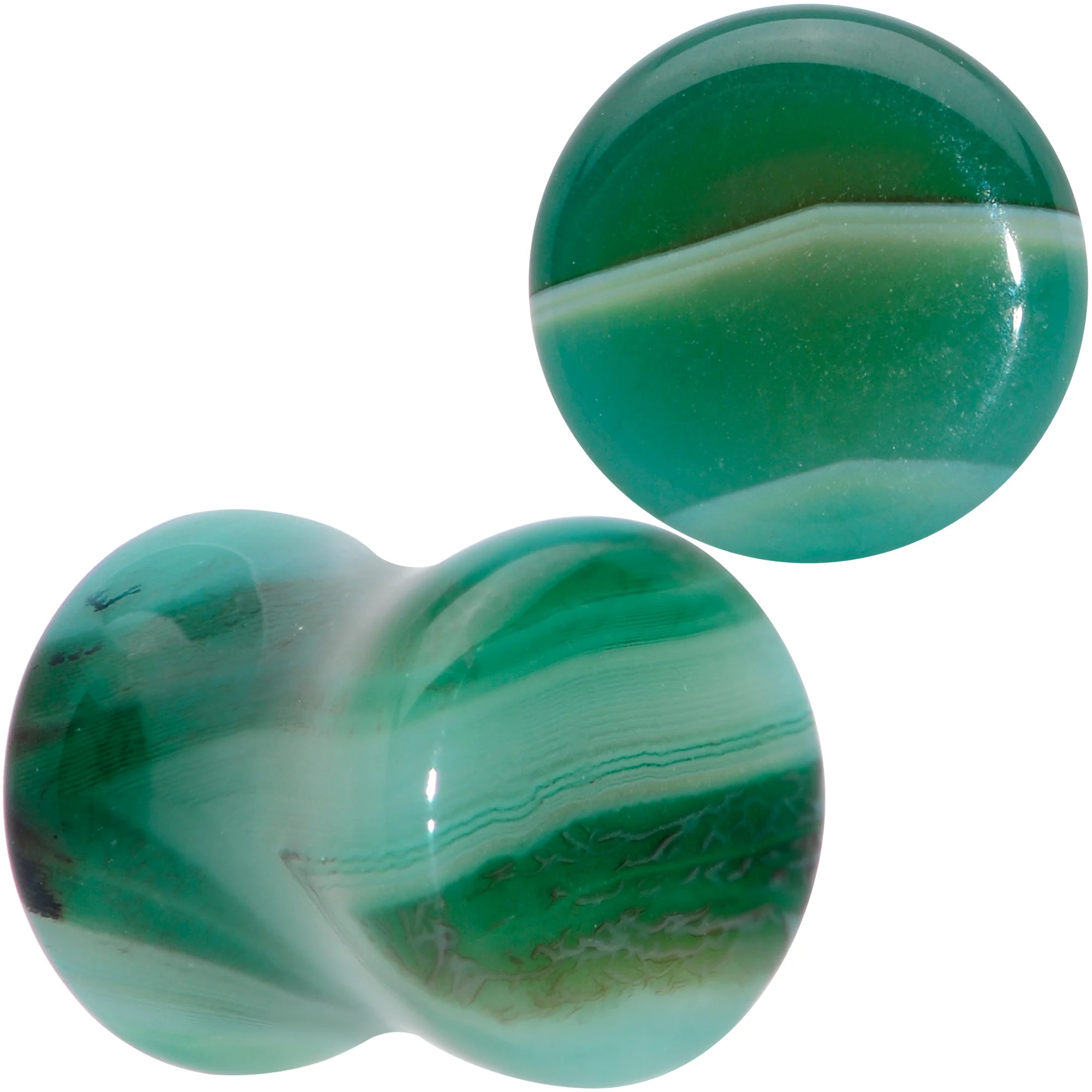 Natural Green Line Agate Stone Saddle Plug Set - Image 7