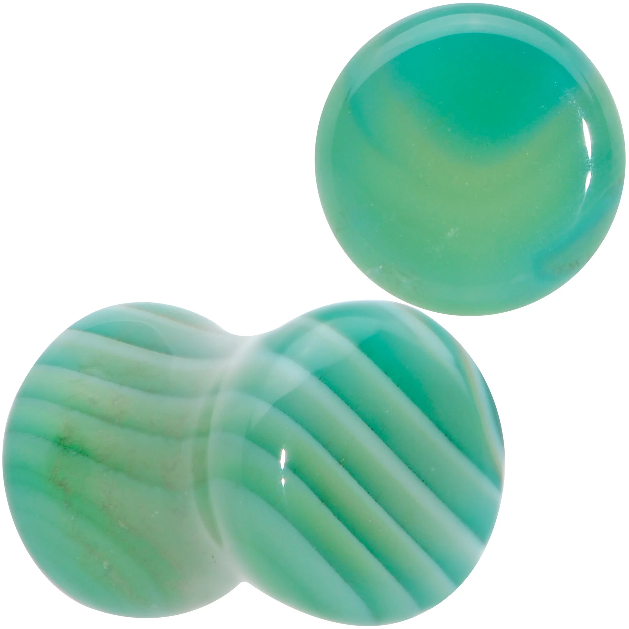 Natural Green Line Agate Stone Saddle Plug Set - Image 9