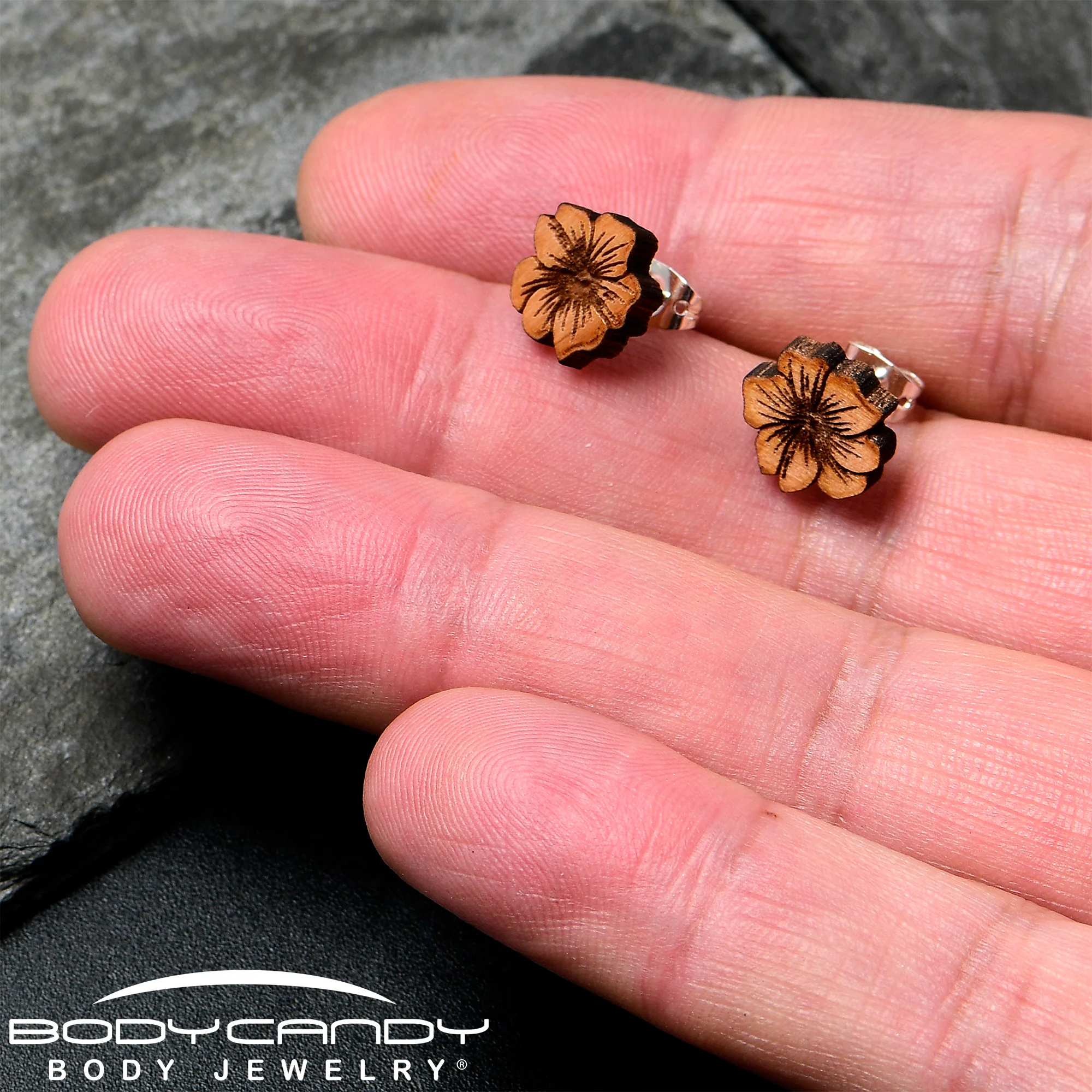 Natural Maple Wood Spring Flowers Stud Earrings - Image 4