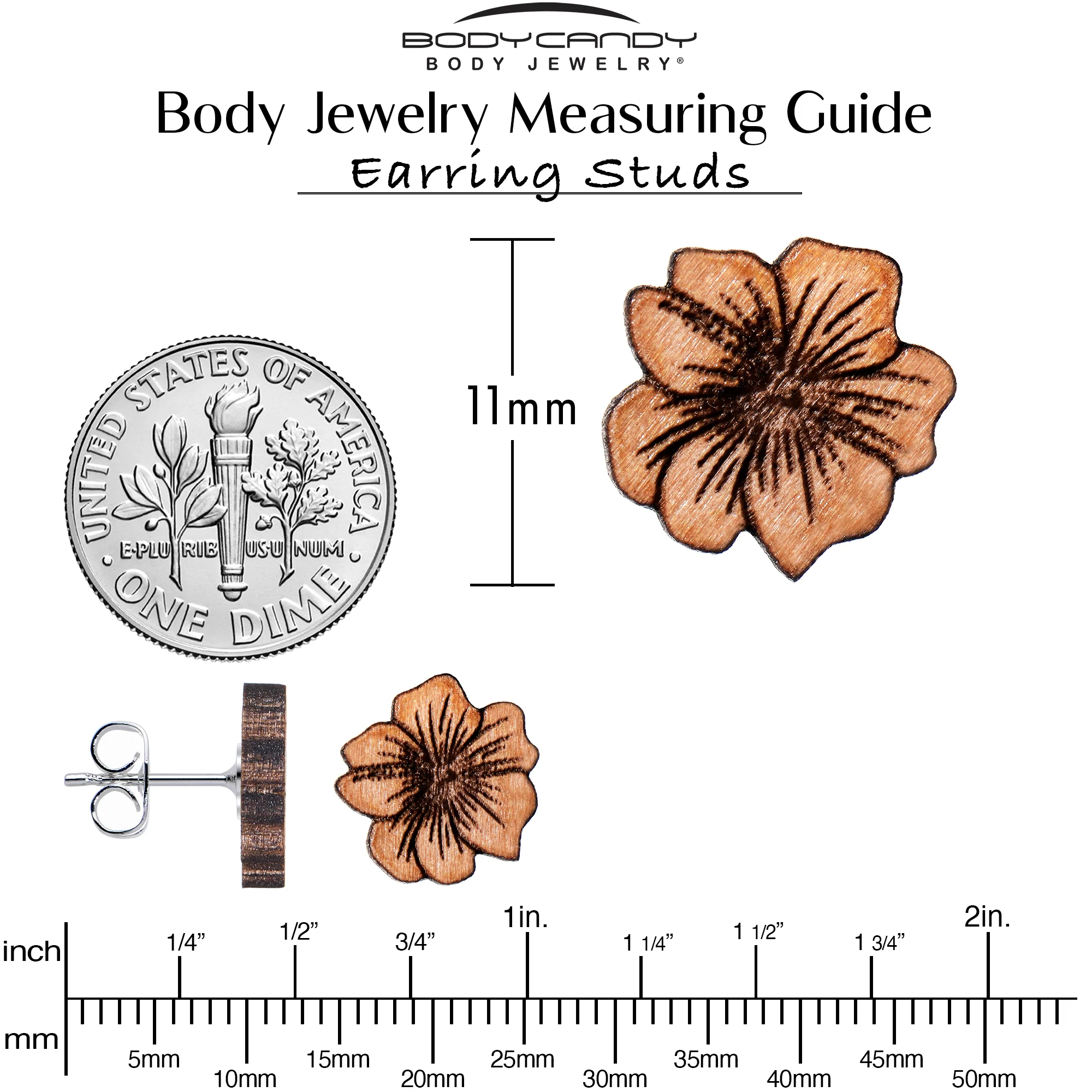 Natural Maple Wood Spring Flowers Stud Earrings - Image 5