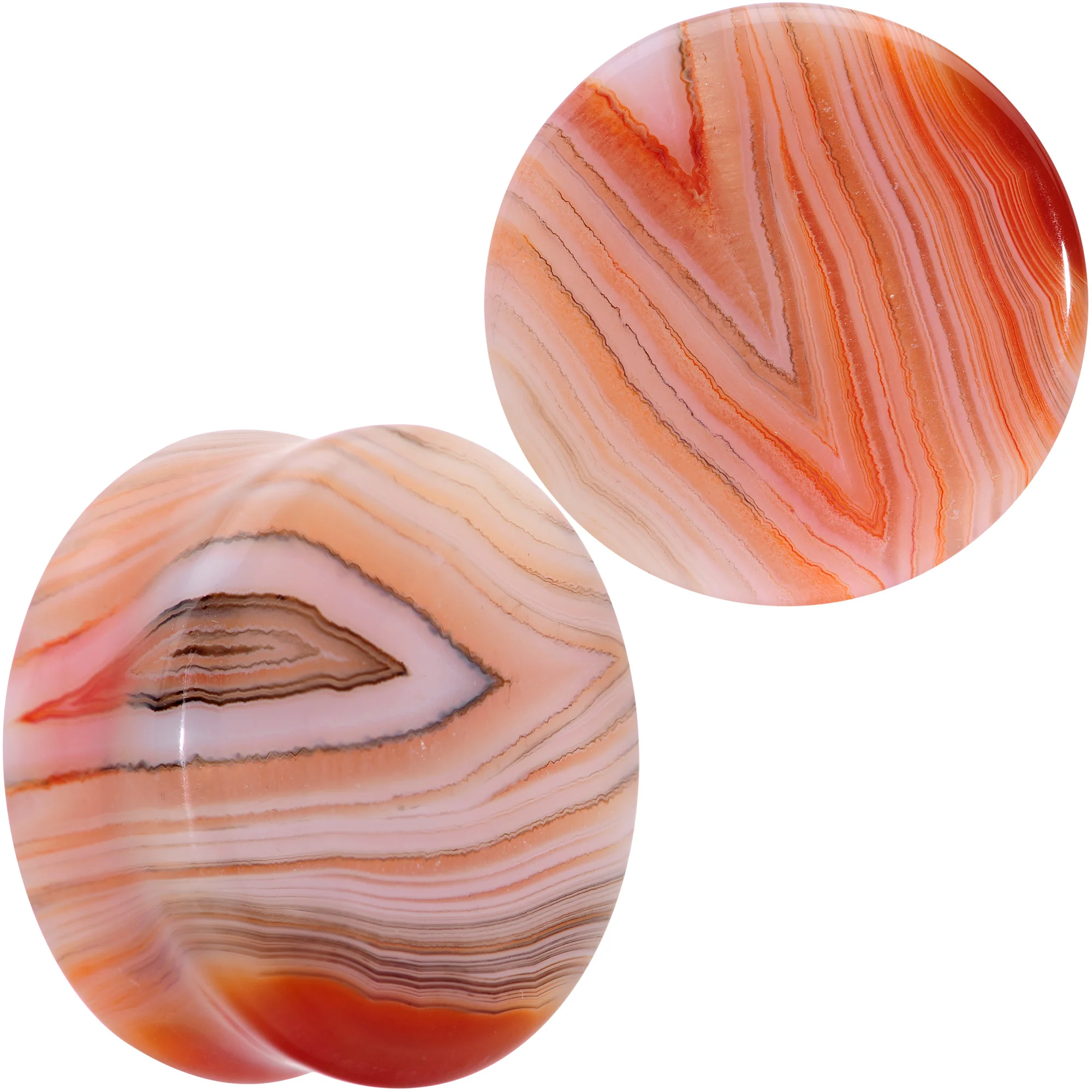 Natural Red Line Agate Stone Saddle Plug Set - Image 2