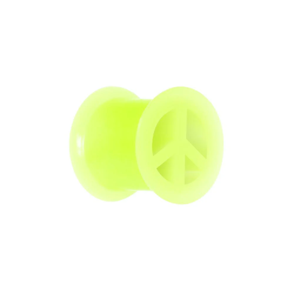 Neon Yellow Silicone Peace Sign Tunnel 0G to 14mm - Image 3